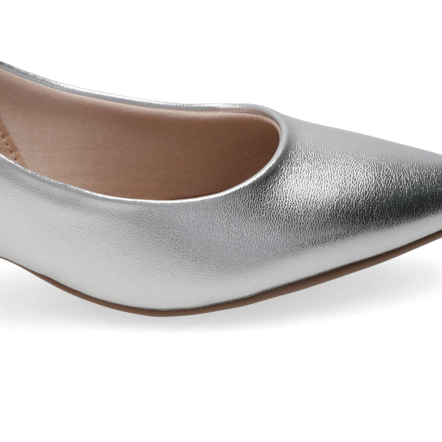 Stiletto Beira Rio Plateado Metalico Taco 5 Cm-4