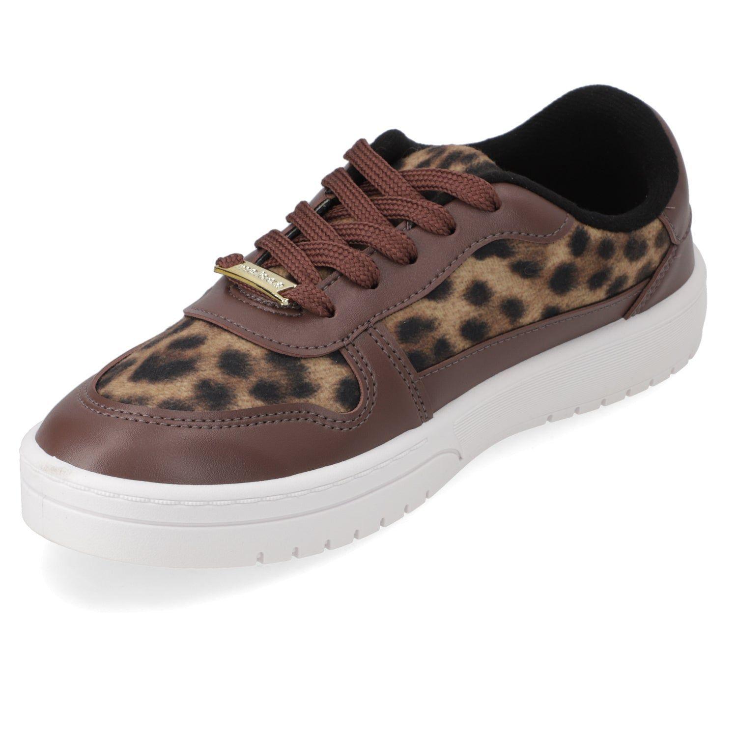 Zapatillas Casuales Animal Print Café Moleca-3