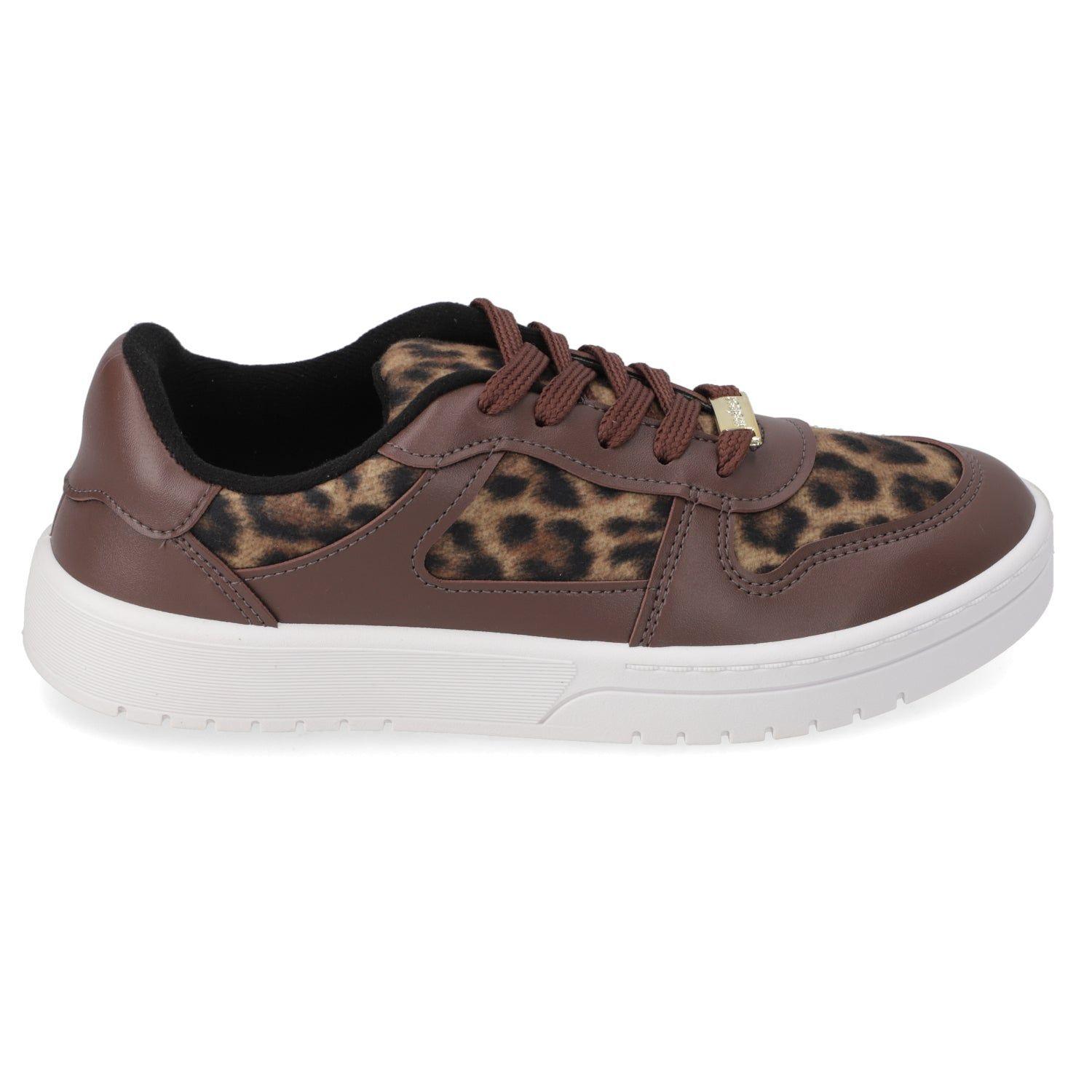 Zapatillas Casuales Animal Print Café Moleca-4