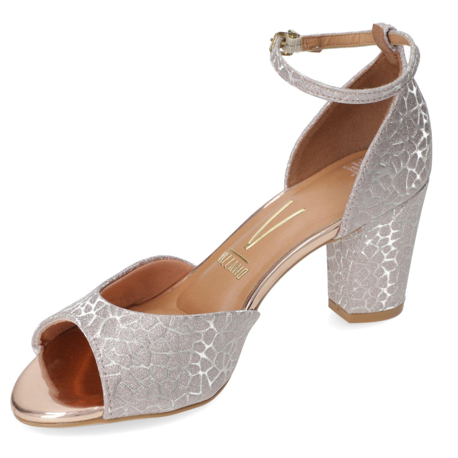 Sandalia Taco Vizzano Plateada 16231-2