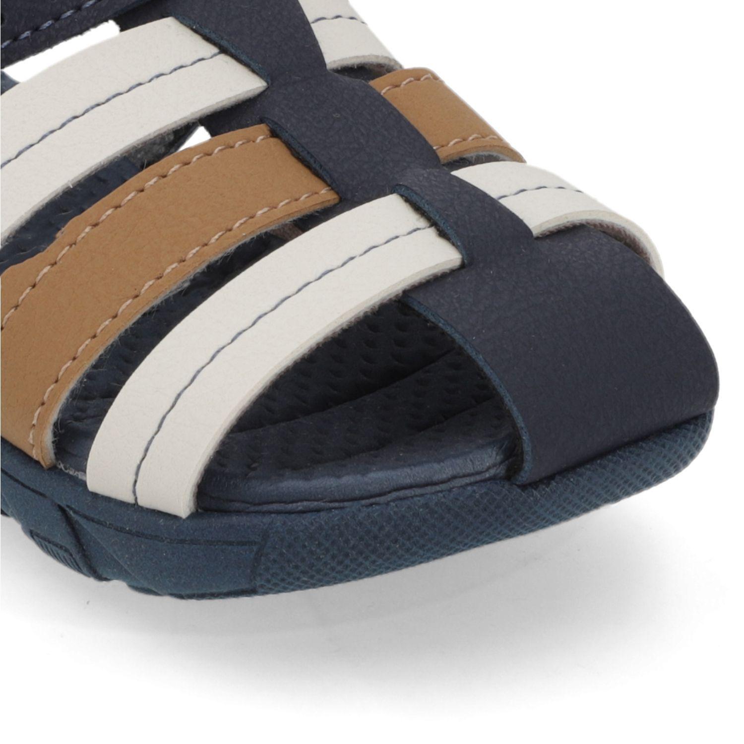 Sandalia Niño Multicolor Azul, Café y Beige con Hebilla Ajustable-4