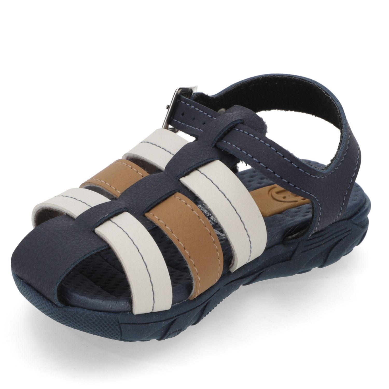 Sandalia Niño Multicolor Azul, Café y Beige con Hebilla Ajustable-5