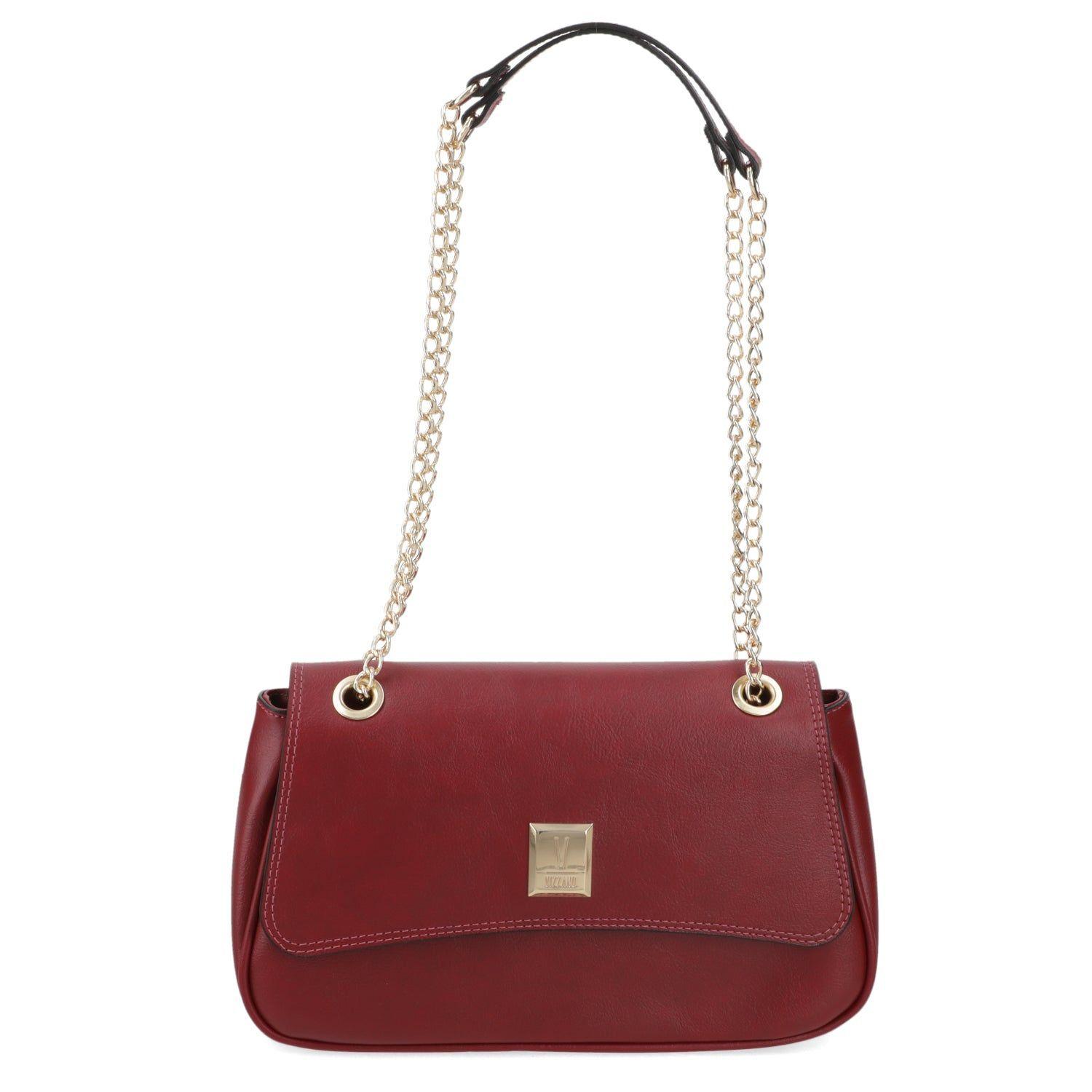 Cartera Vizzano Burdeo con Cadena Dorada y Logo Metálico-0