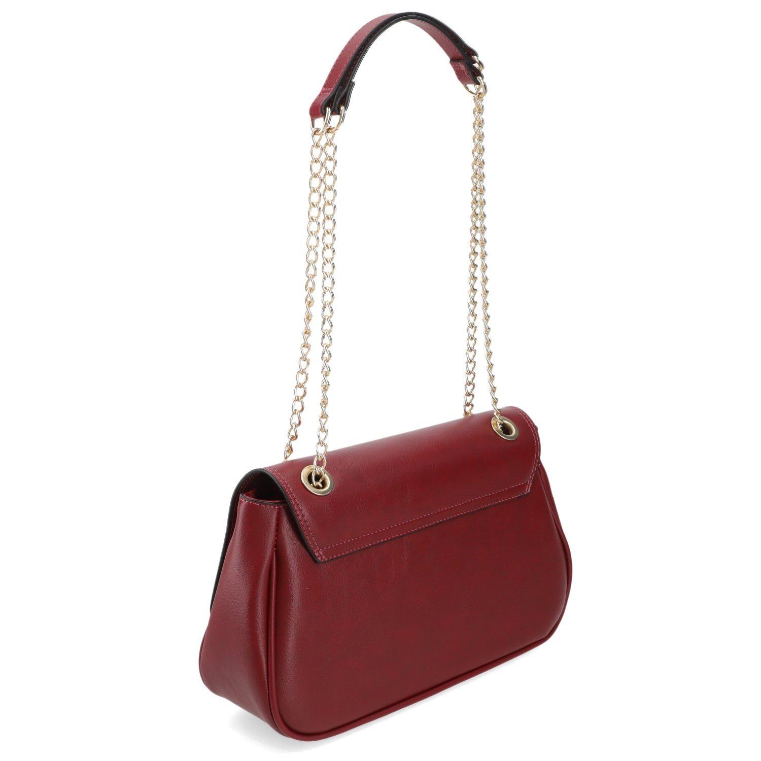 Cartera Vizzano Burdeo con Cadena Dorada y Logo Metálico-2