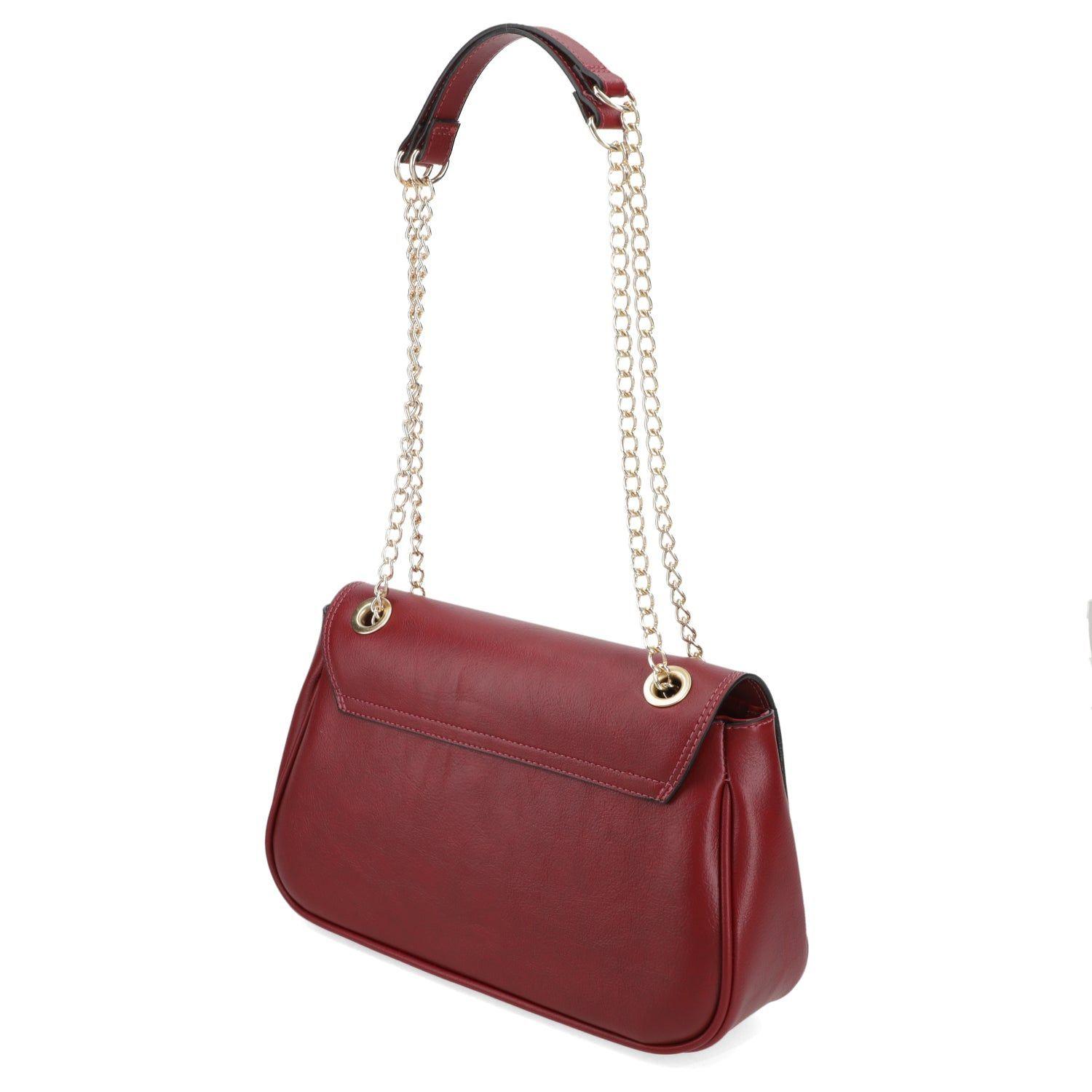 Cartera Vizzano Burdeo con Cadena Dorada y Logo Metálico-3