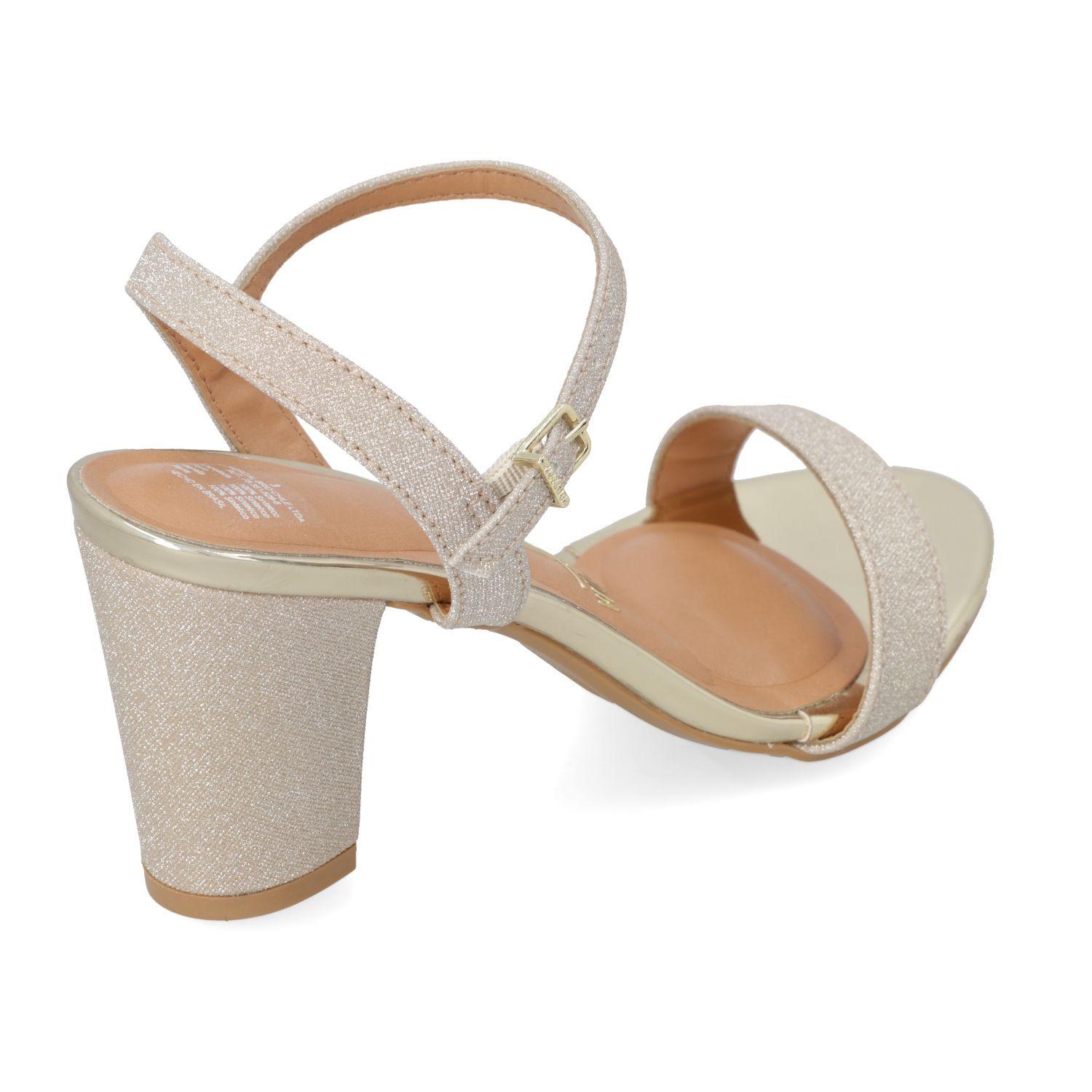 Sandalia Taco Vizzano Dorado Metalico 13721-3