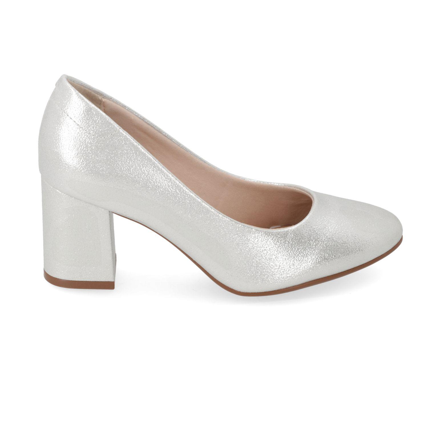 Stiletto Beira Rio Plateado Metalico Taco 7 Cm-0