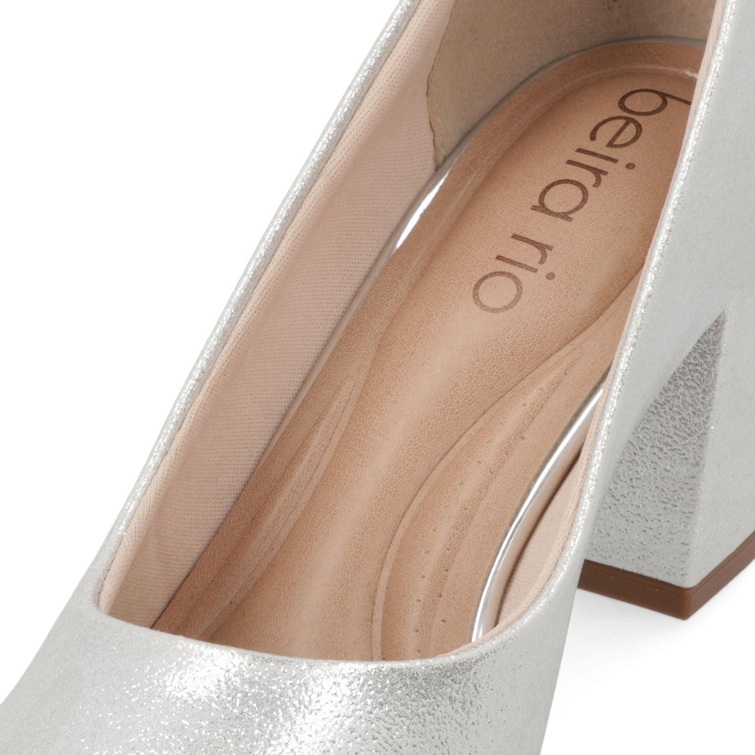 Stiletto Beira Rio Plateado Metalico Taco 7 Cm-4