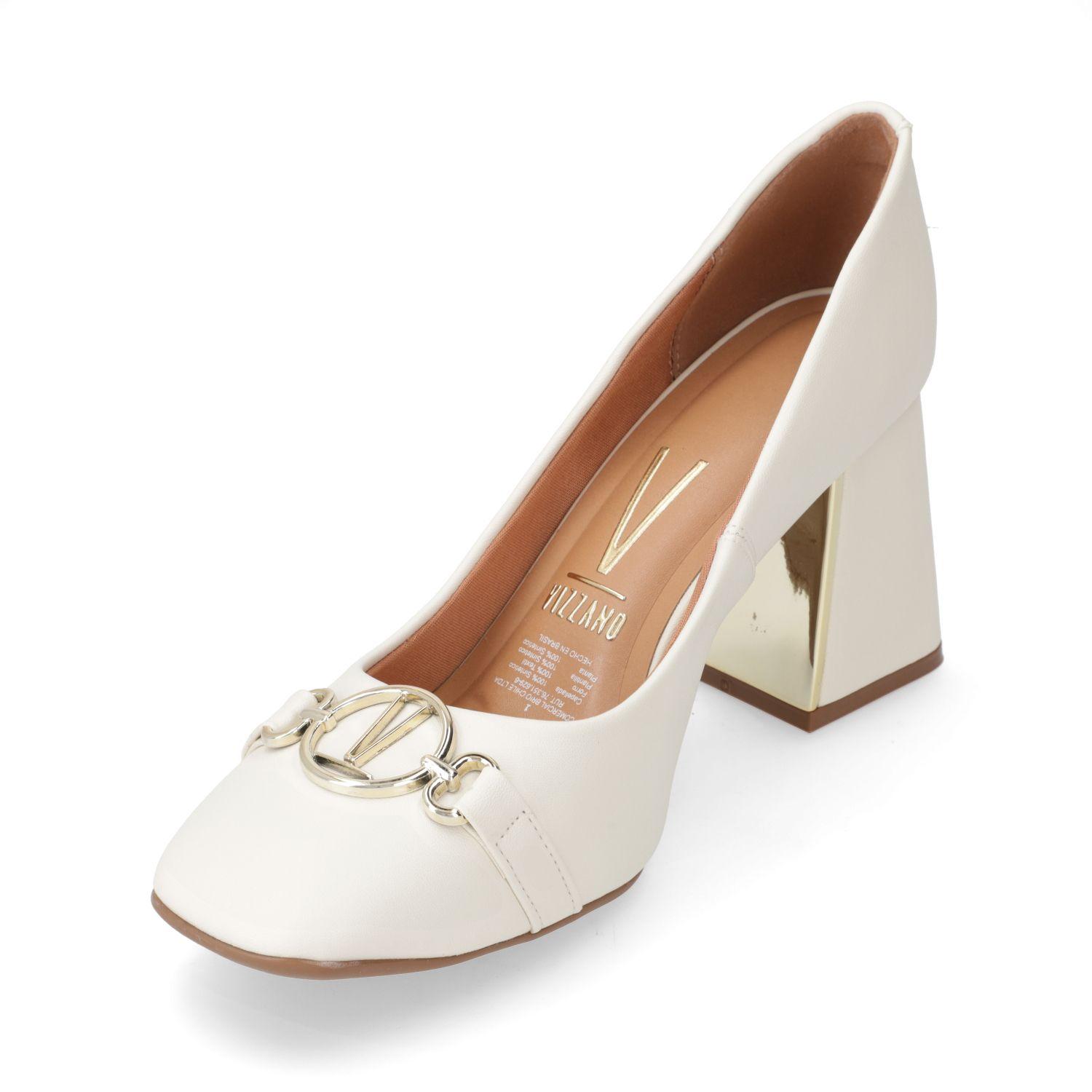Zapato Taco Vizzano Blanco Taco 10 Cm Efecto Cuero  Blanco Off Pelica-2