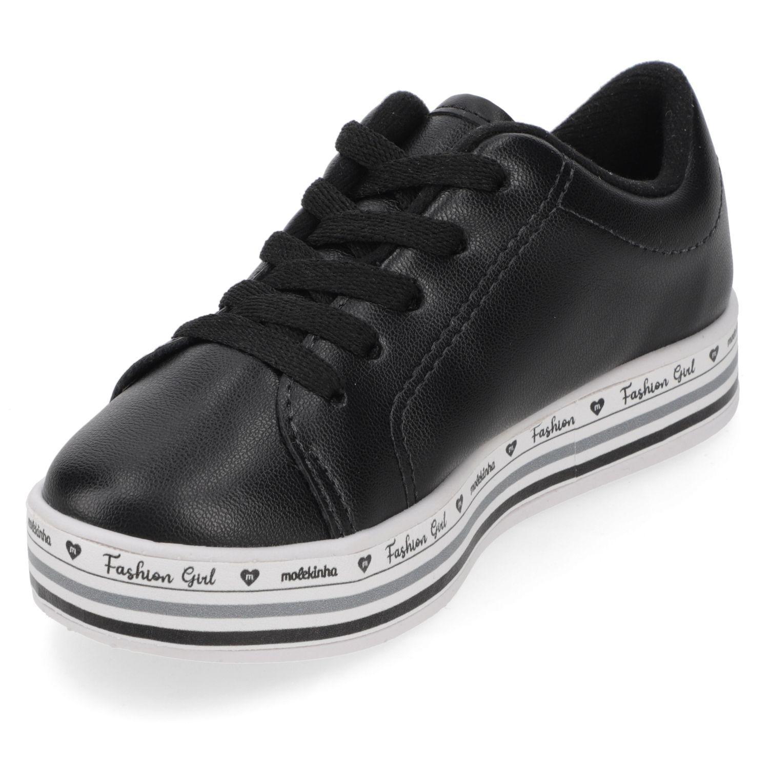 Zapatilla Urbana Niña Negra con Detalle Dorado Molekinha-2