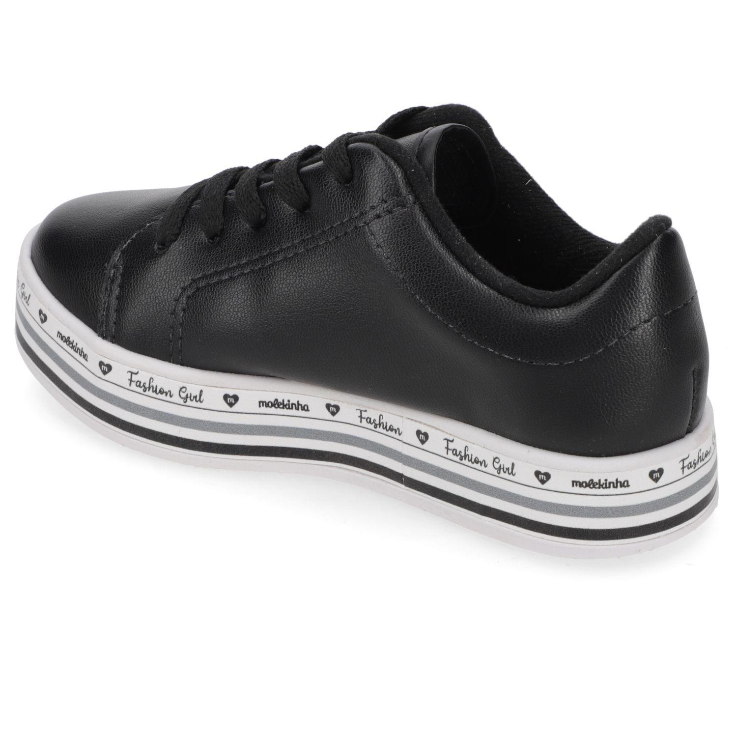 Zapatilla Urbana Niña Negra con Detalle Dorado Molekinha-3