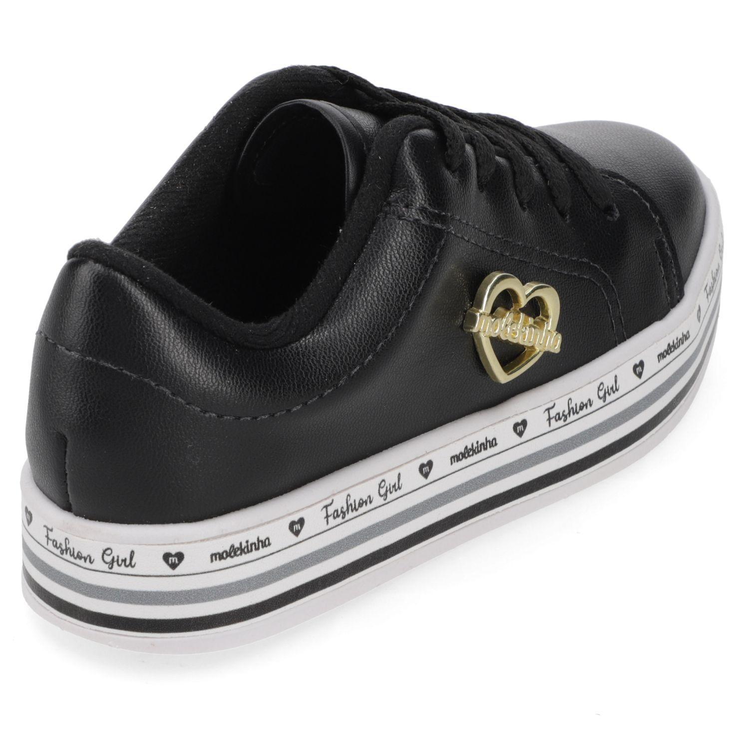 Zapatilla Urbana Niña Negra con Detalle Dorado Molekinha-4