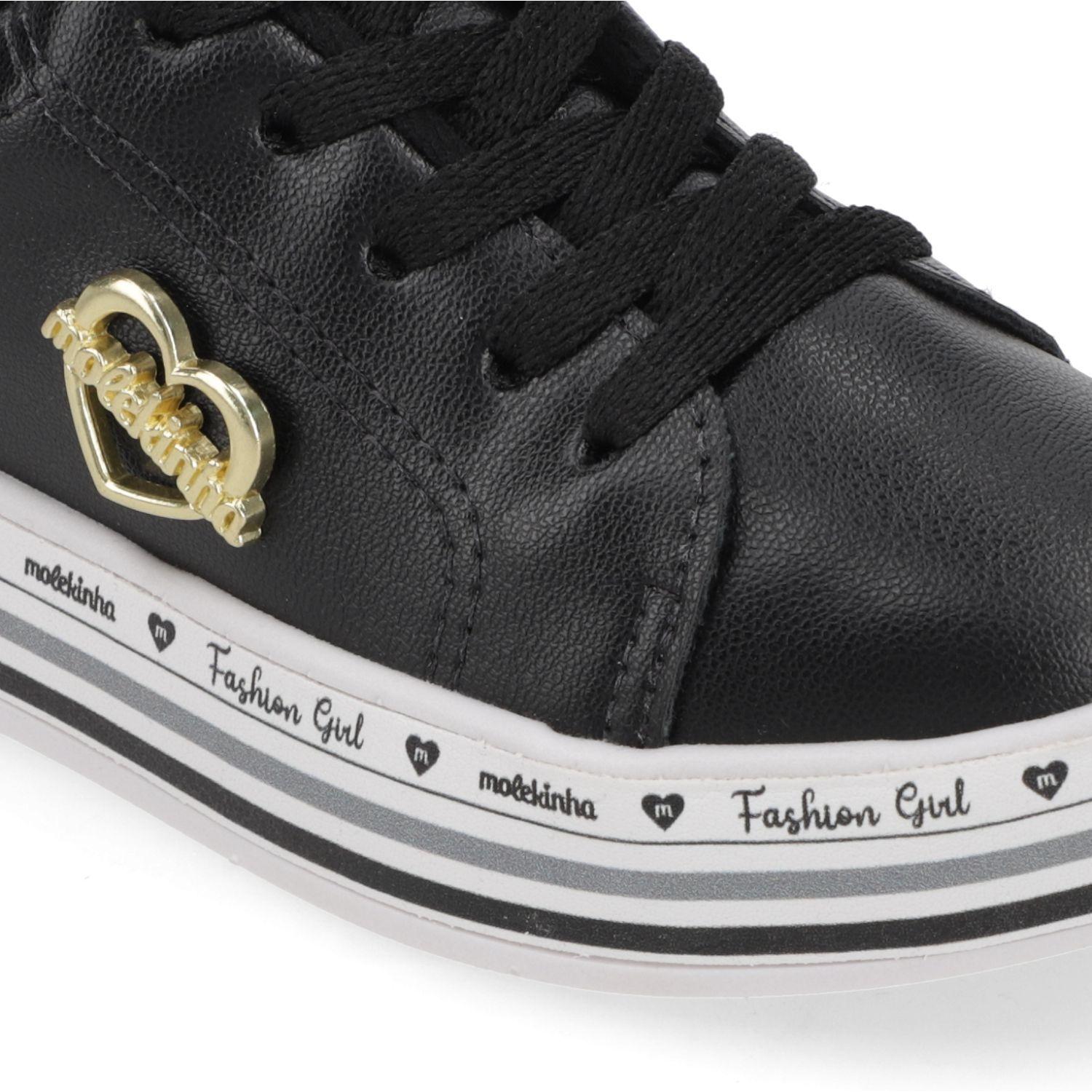Zapatilla Urbana Niña Negra con Detalle Dorado Molekinha-5