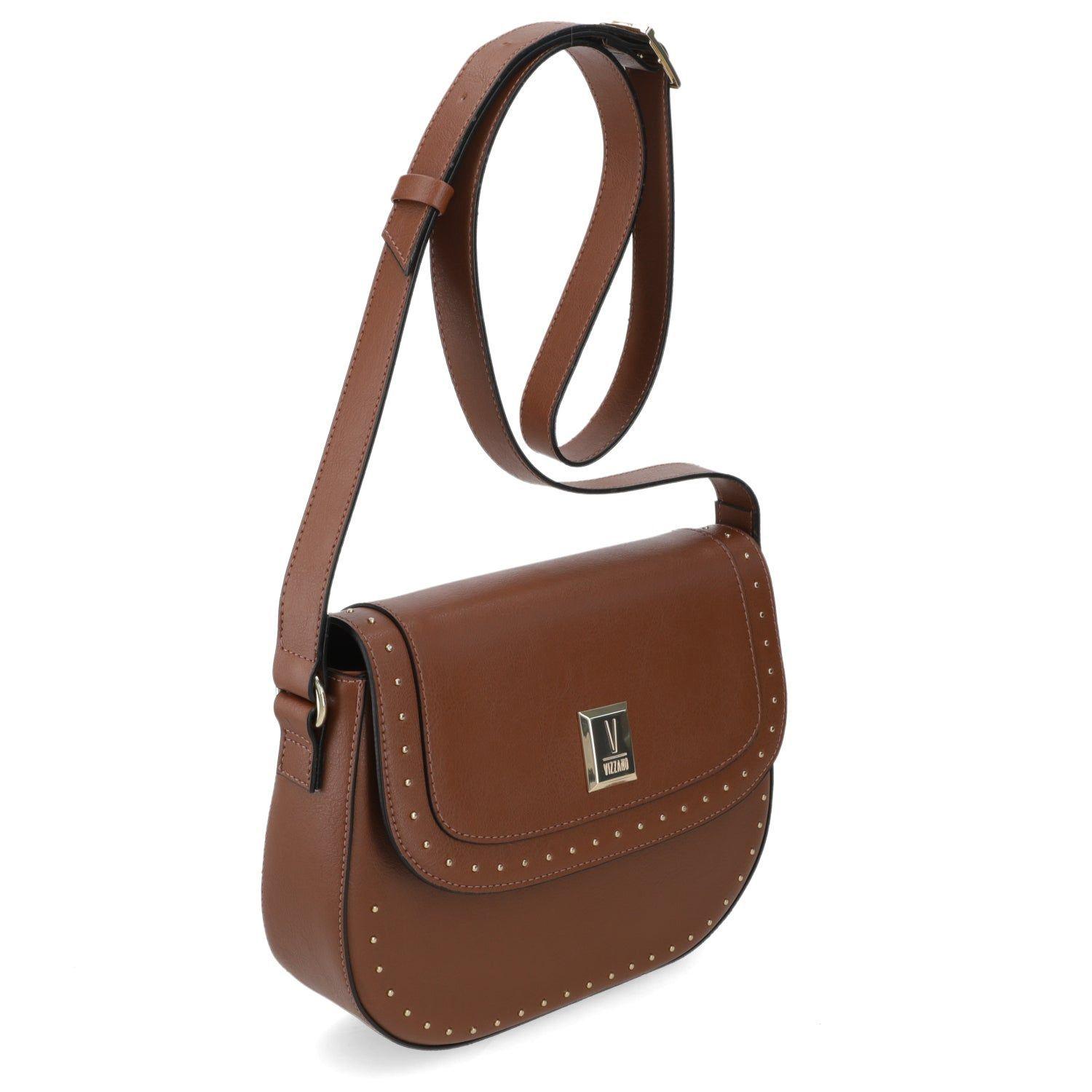 Cartera Bandolera Mujer Vizzano Camel con Detalles de Tachas-2