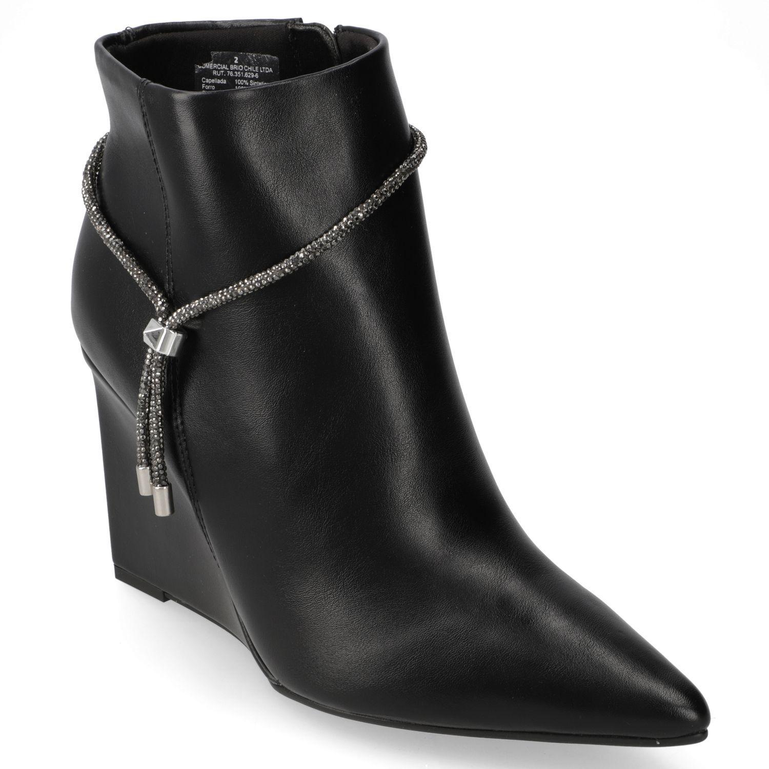 Botin Vizzano EcoCuero Taco Cuña Negro-1