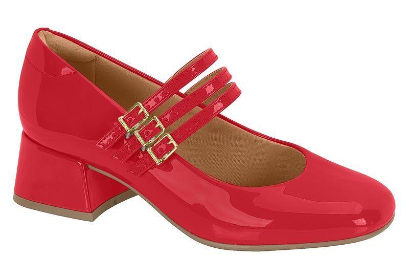 Zapato Mujer Taco Cuadrado Charol Rojo 1426-106- Vizzano-0
