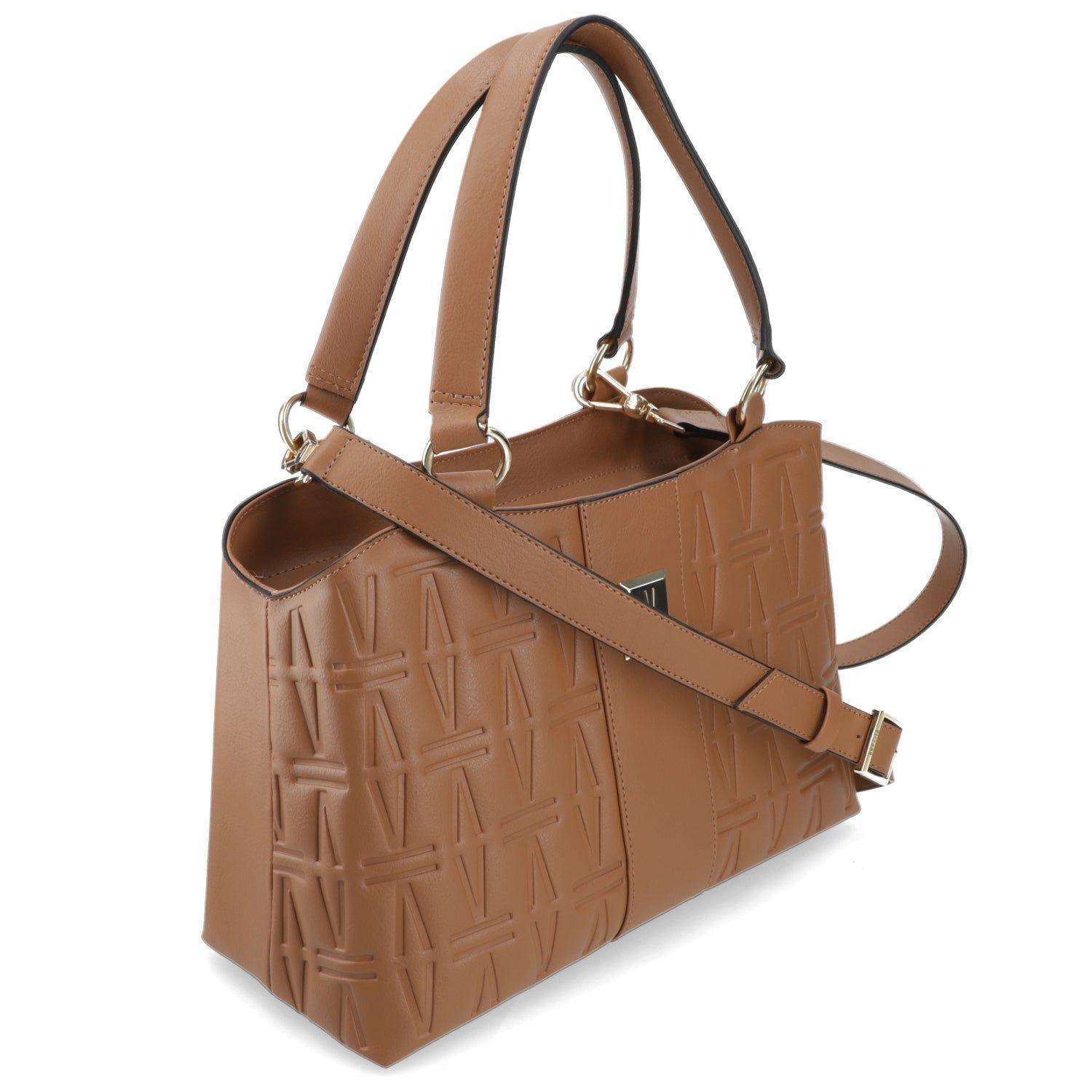 Cartera Tote Mujer Vizzano Camel Diseño Grabado y Logo Metálico-4