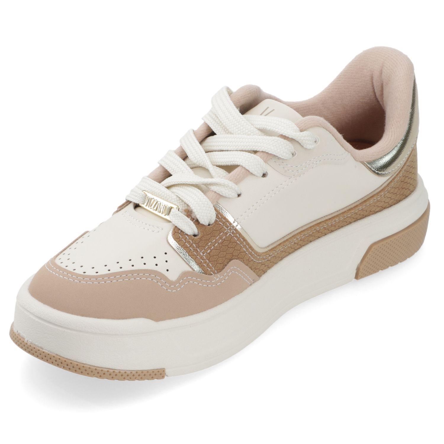 Zapatilla Casual Beige y Nude Con Detalles Metalizados Vizzano-2