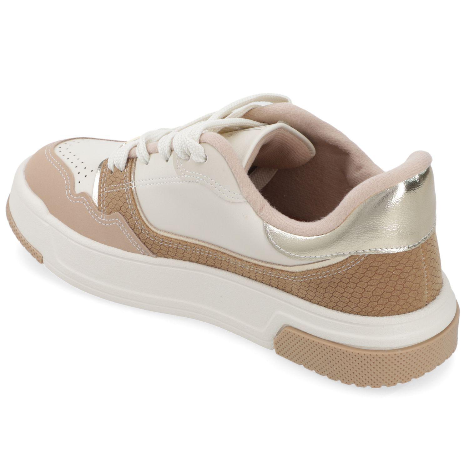Zapatilla Casual Beige y Nude Con Detalles Metalizados Vizzano-3