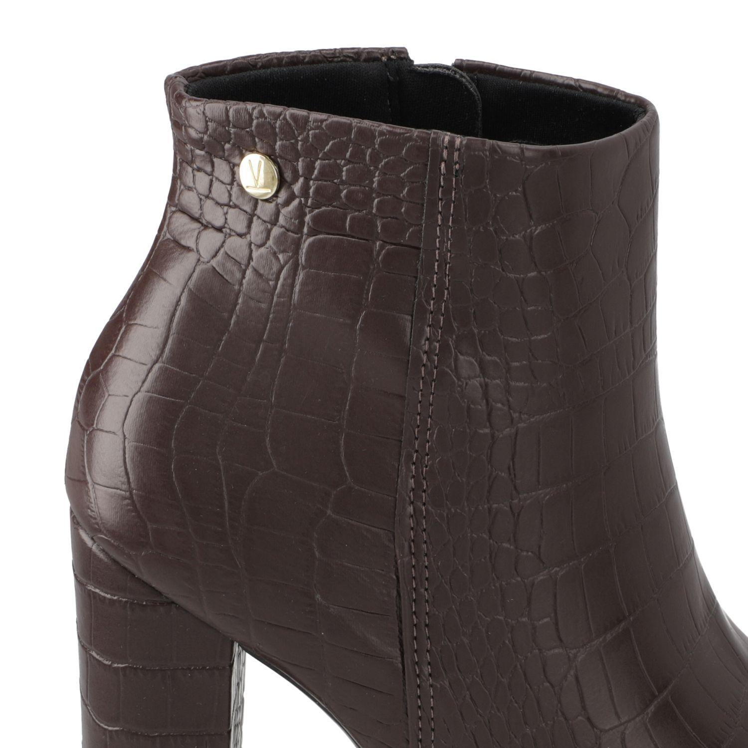 Botin Mujer Vizzano Croco Taco Ancho 10 cm Cafe-4