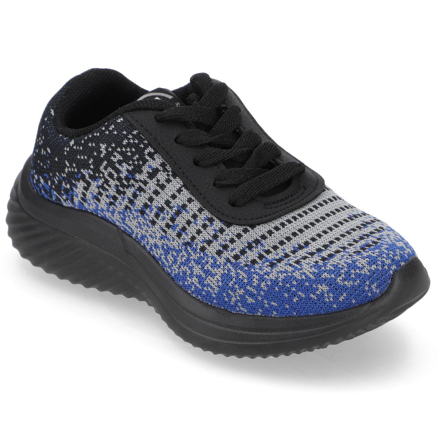 Zapatilla Deportiva Niño Negro Azul y Gris-0