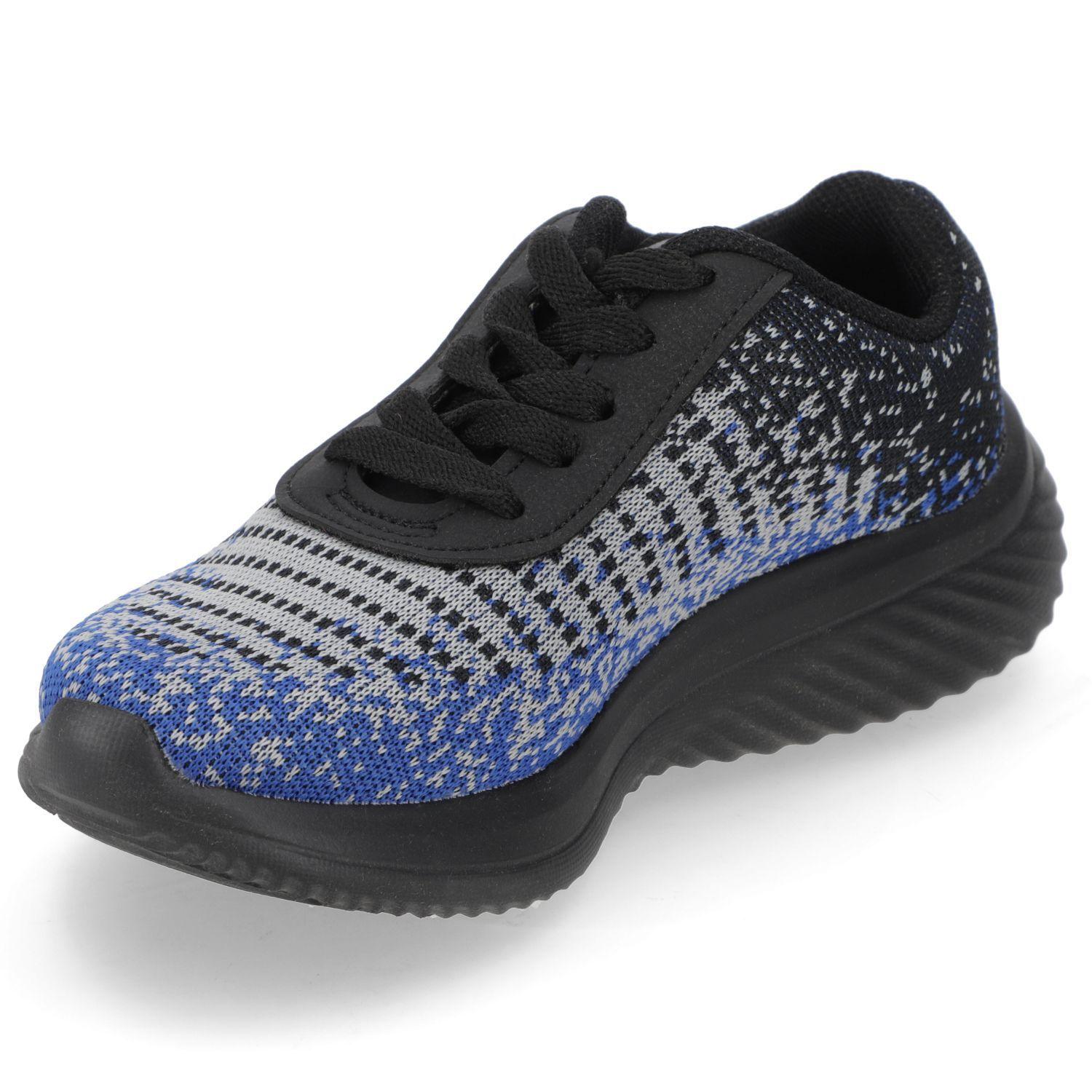 Zapatilla Deportiva Niño Negro Azul y Gris-2