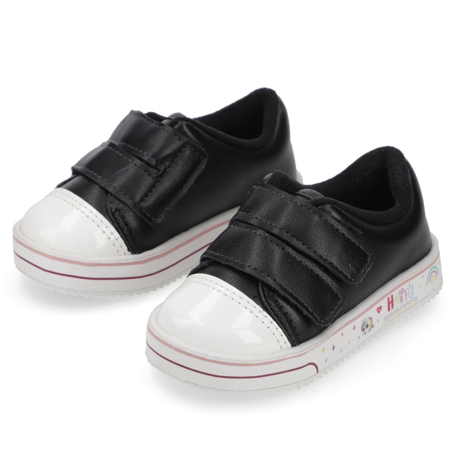 Zapatilla Urbana Niña Negra con Velcro Molekinha-2