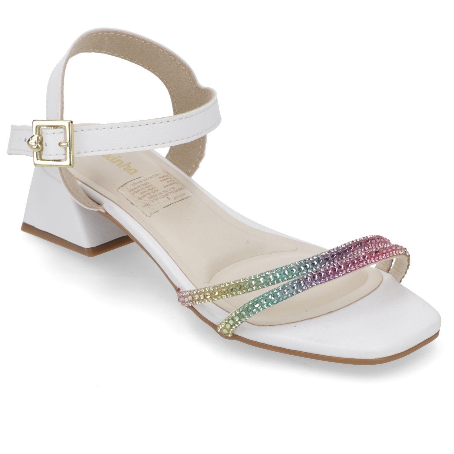 Sandalia Niña Taco Bajo con Brillos Multicolor Molekinha-0
