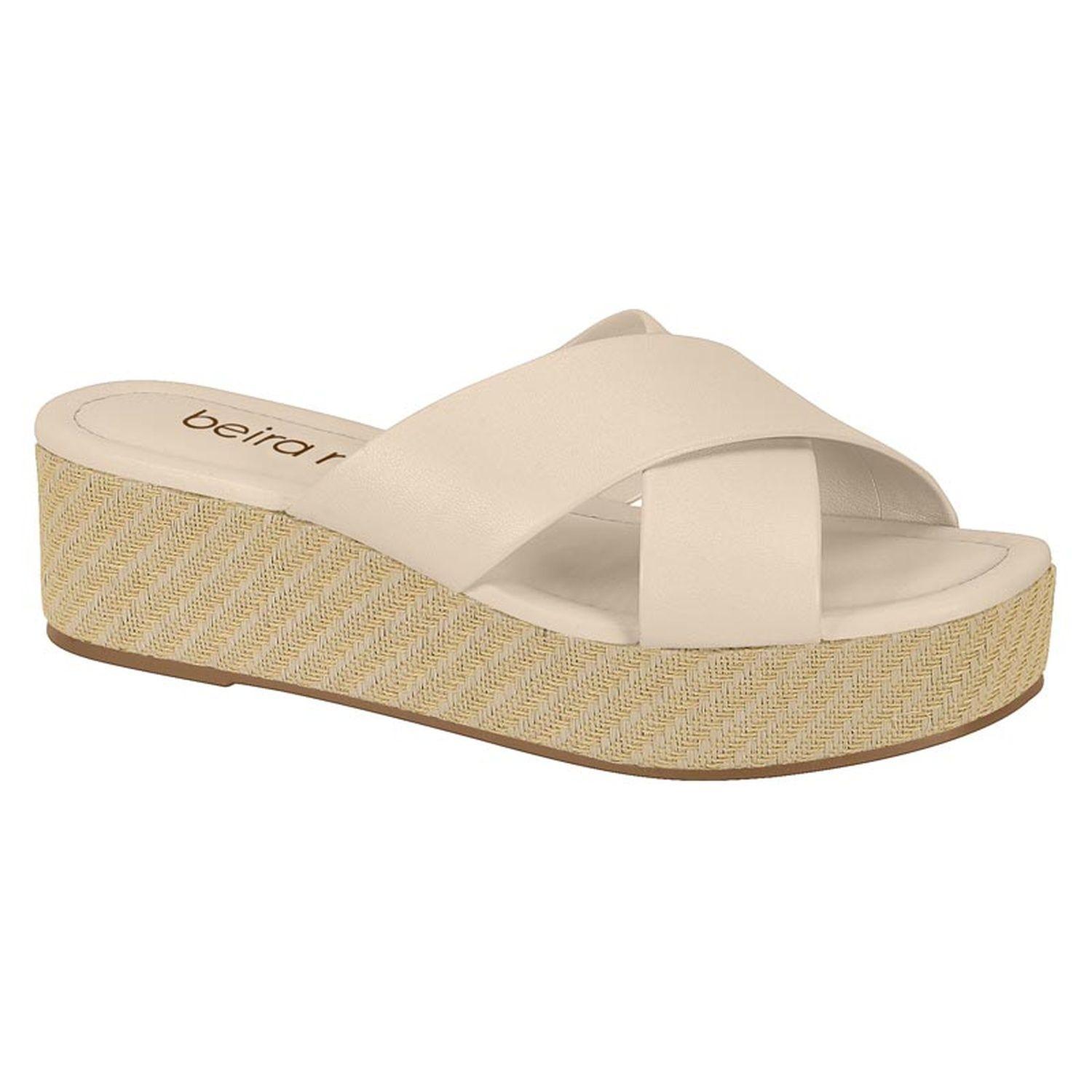 Sandalia Plana Beira Rio Crema 14025-0