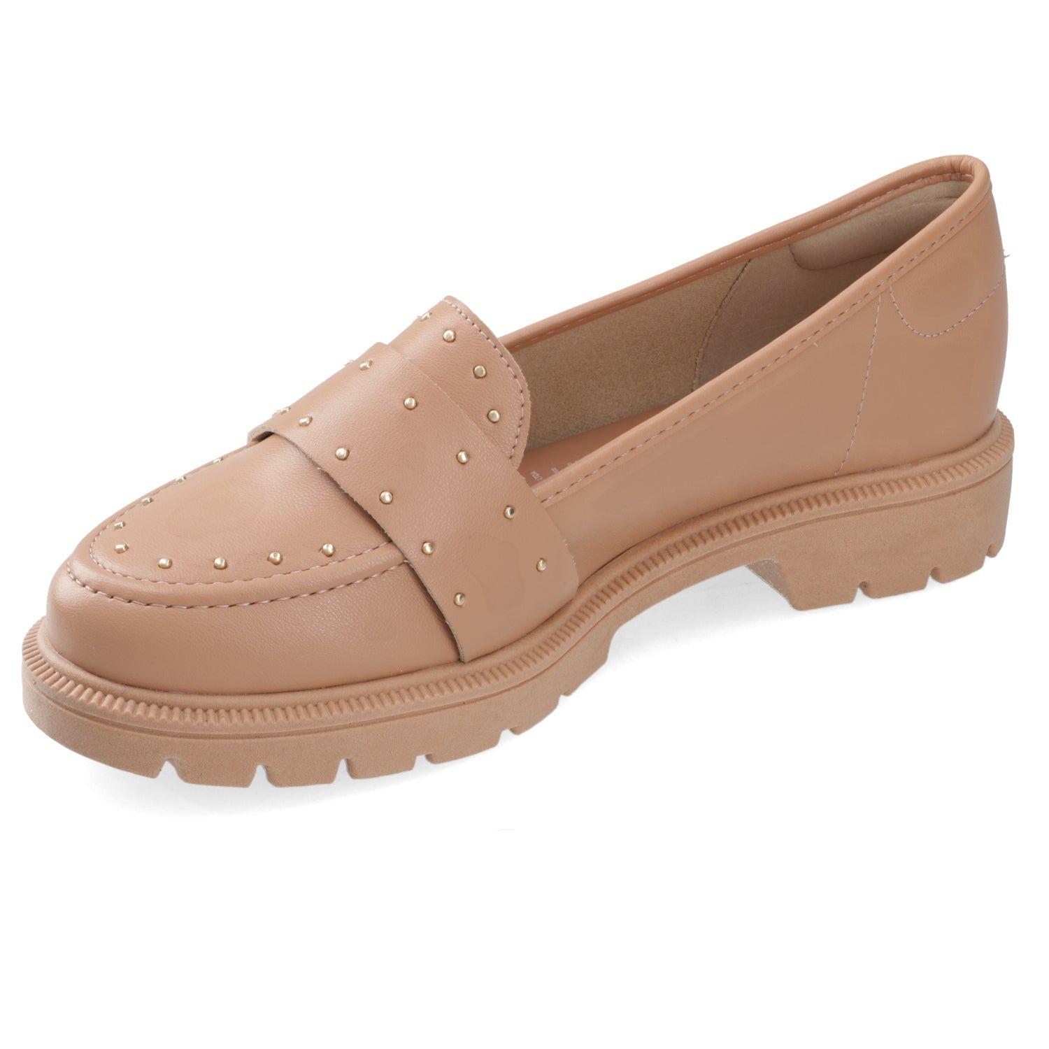 Mocasines Nude Con Tachas Beira Rio-3