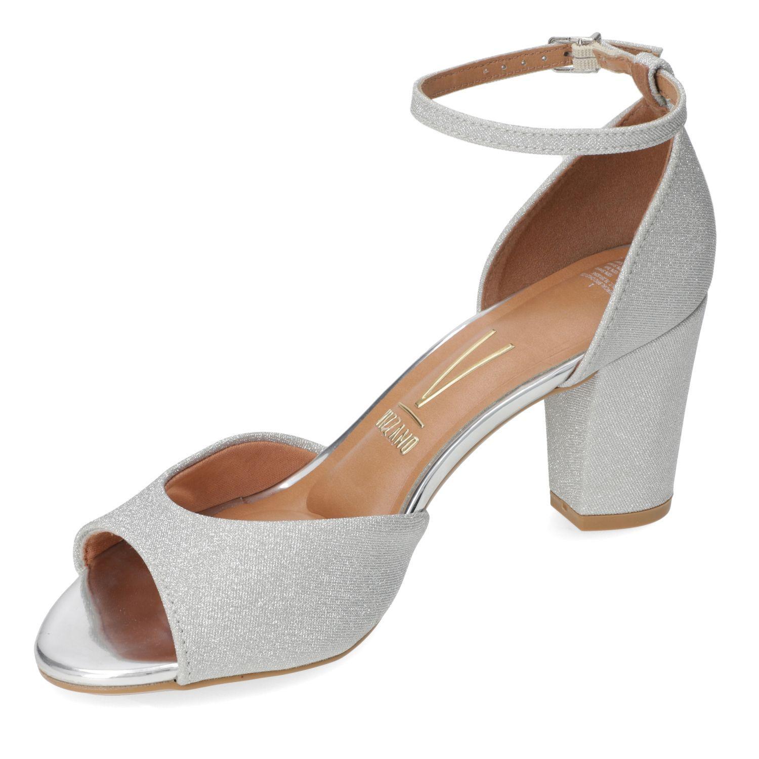 Sandalia Taco Vizzano Plateado Metalico 13717-2
