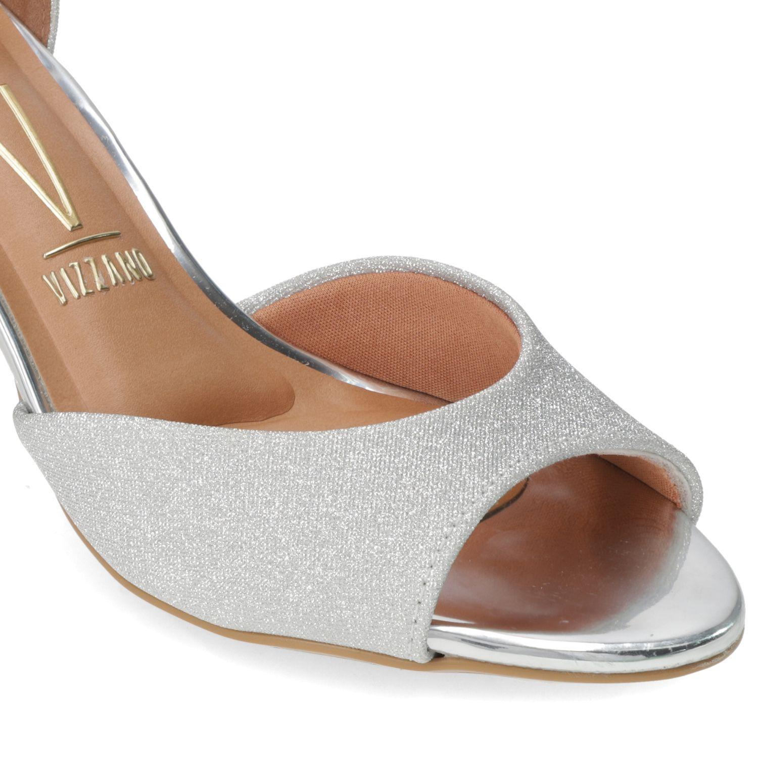 Sandalia Taco Vizzano Plateado Metalico 13717-4