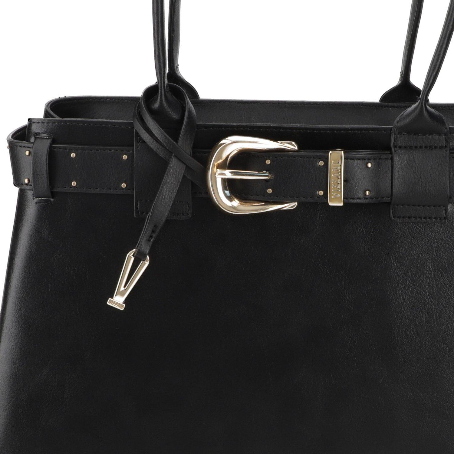 Cartera Tote Negra Vizzano con Detalle de Cinturón-5