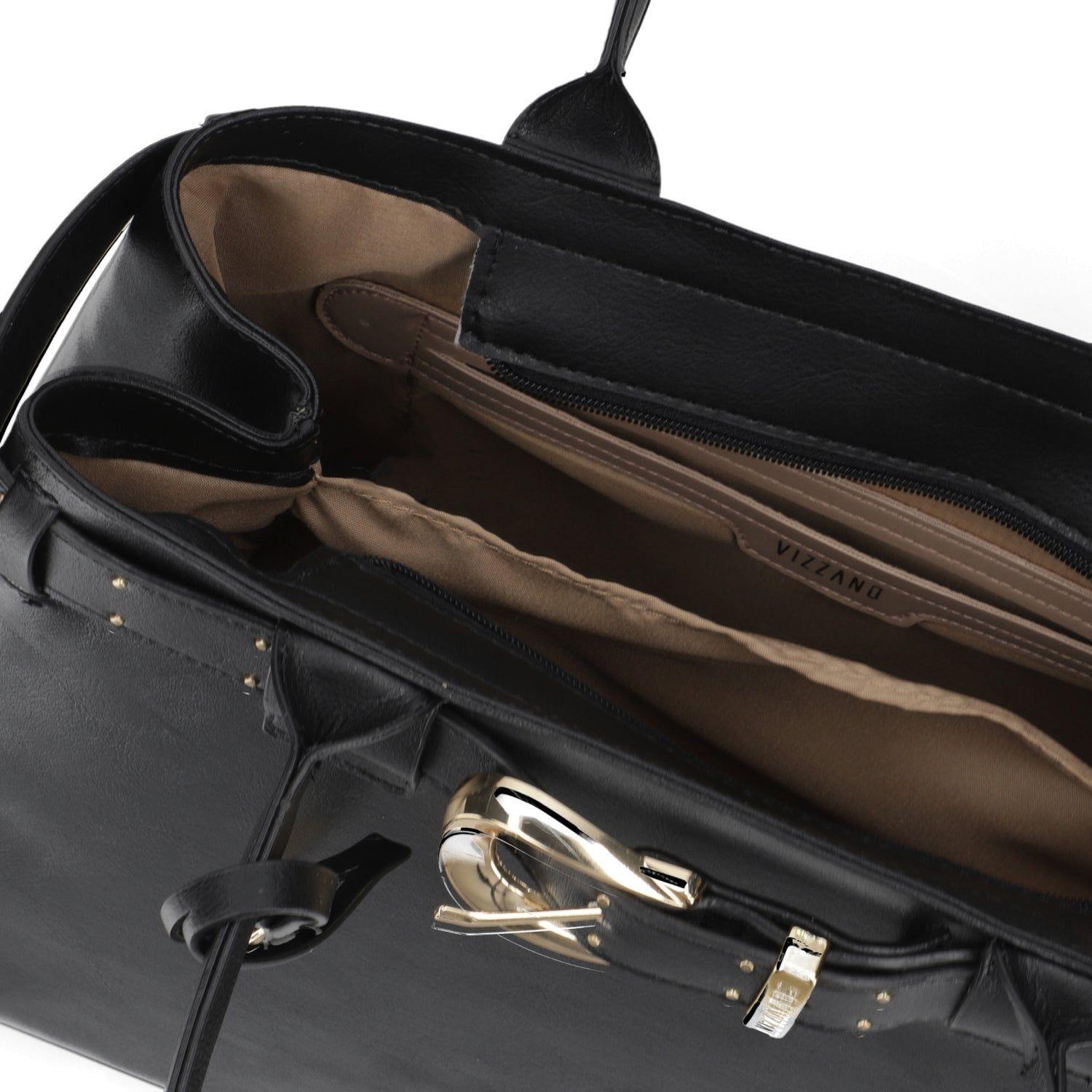 Cartera Tote Negra Vizzano con Detalle de Cinturón-7