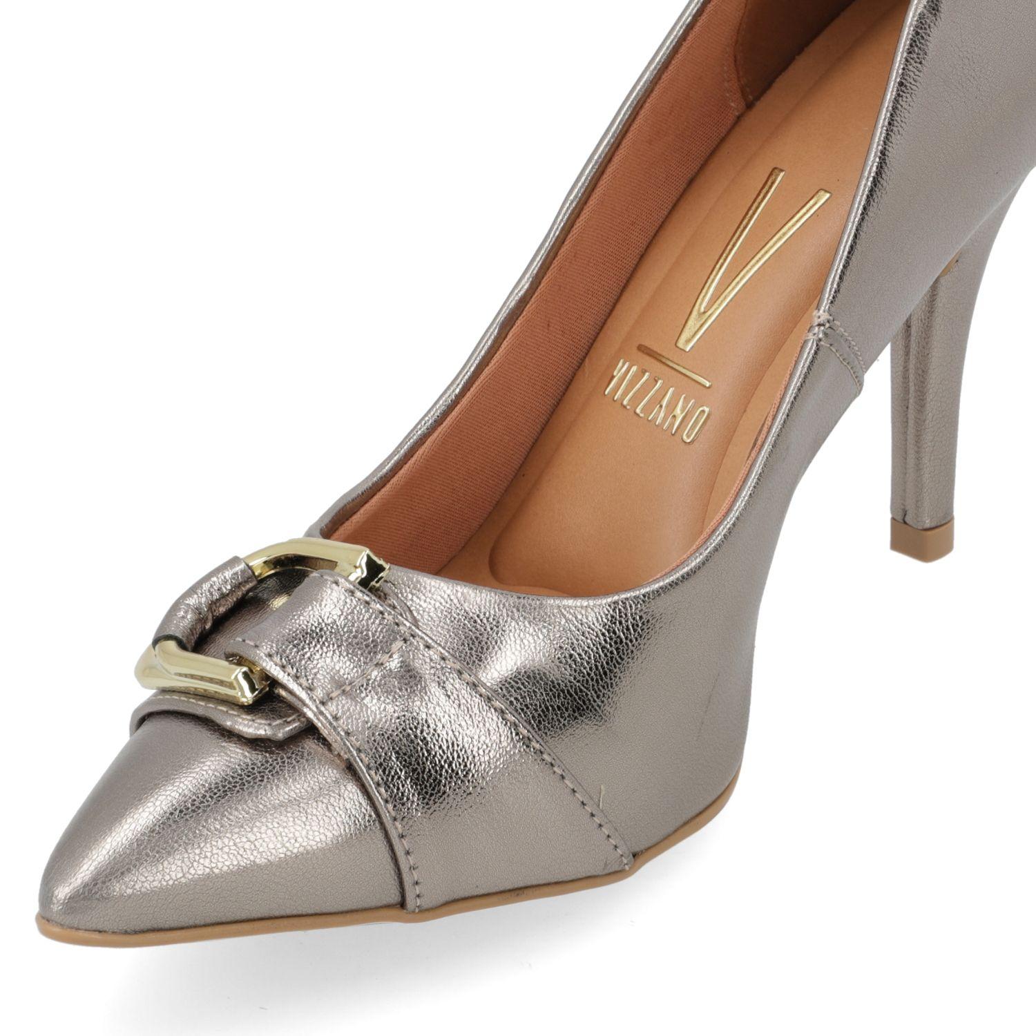 Stiletto Vizzano Gris Taco 10 Cm Efecto Cuero  Titanio 1214 Metalizado Premium-4
