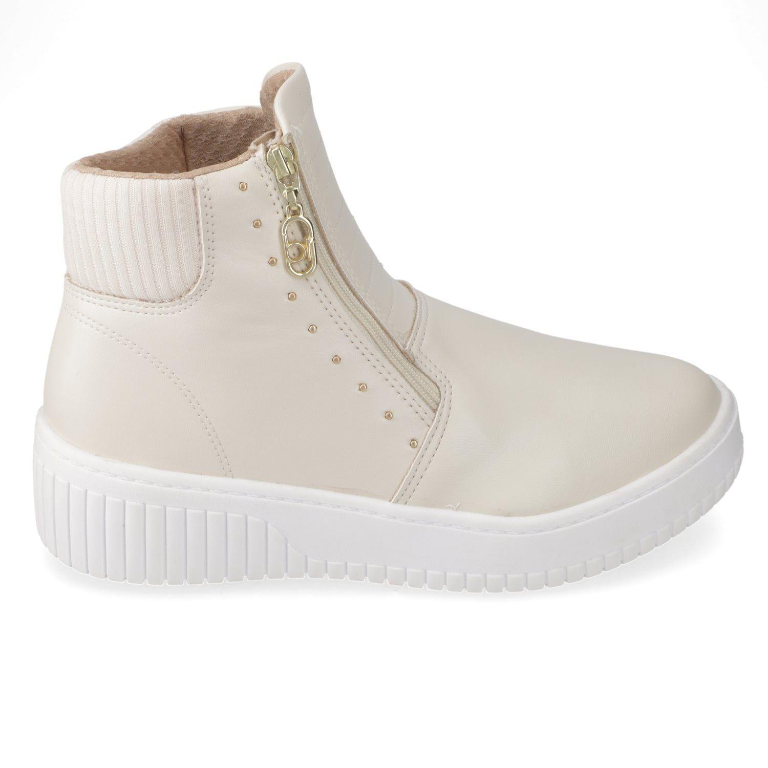 Zapatillas Casuales Blancas Con Tachas Beira Rio-0