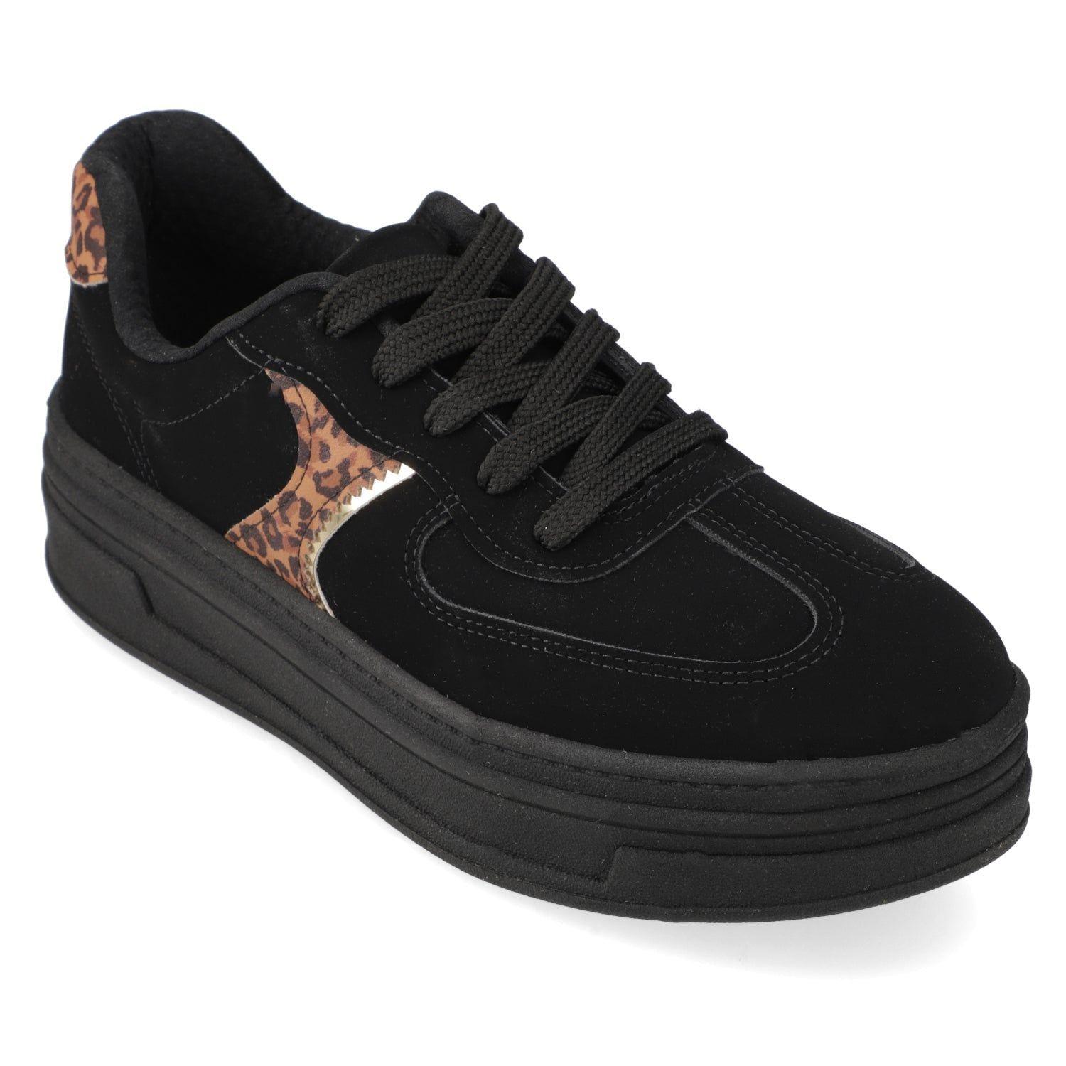 Zapatillas Casuales Negras Animal Print Plataforma Beira Rio-1
