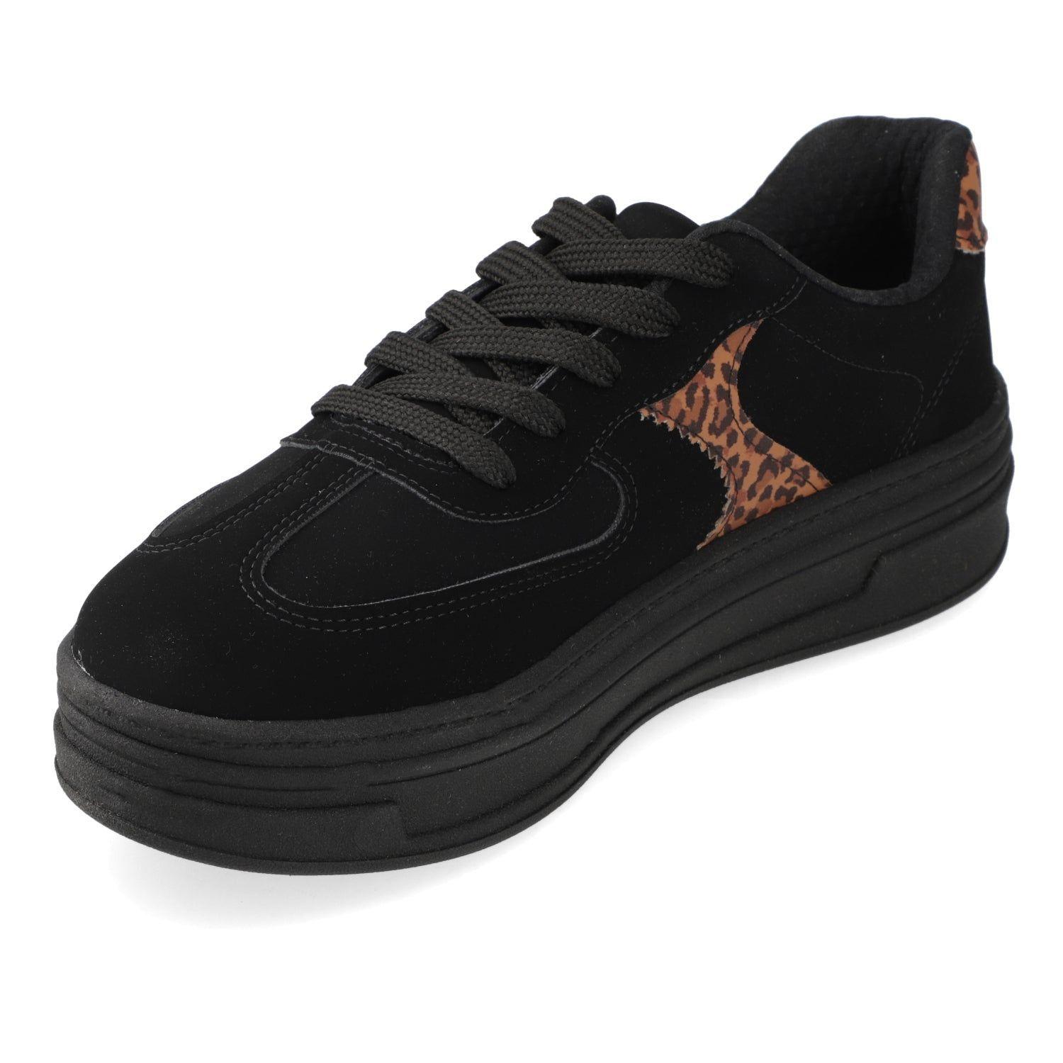 Zapatillas Casuales Negras Animal Print Plataforma Beira Rio-2