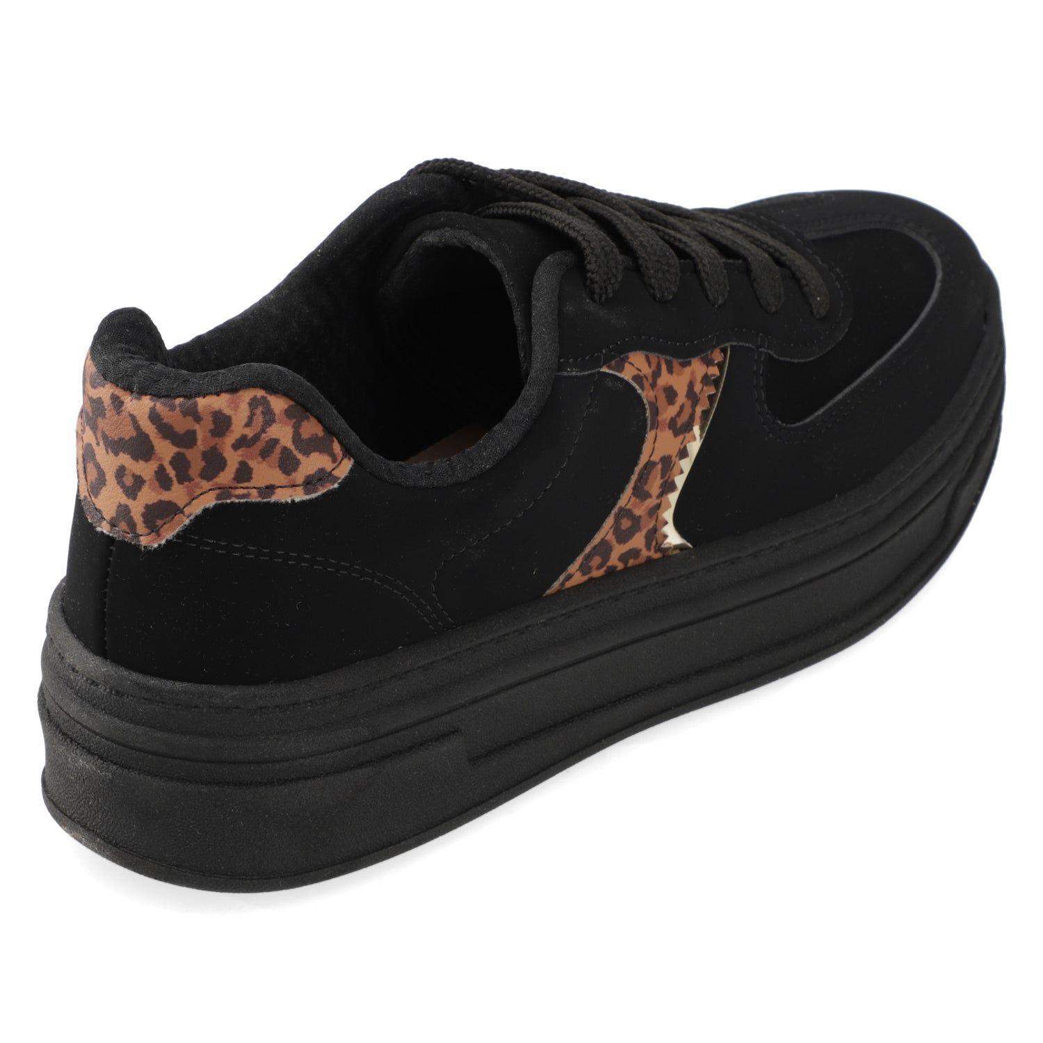 Zapatillas Casuales Negras Animal Print Plataforma Beira Rio-3