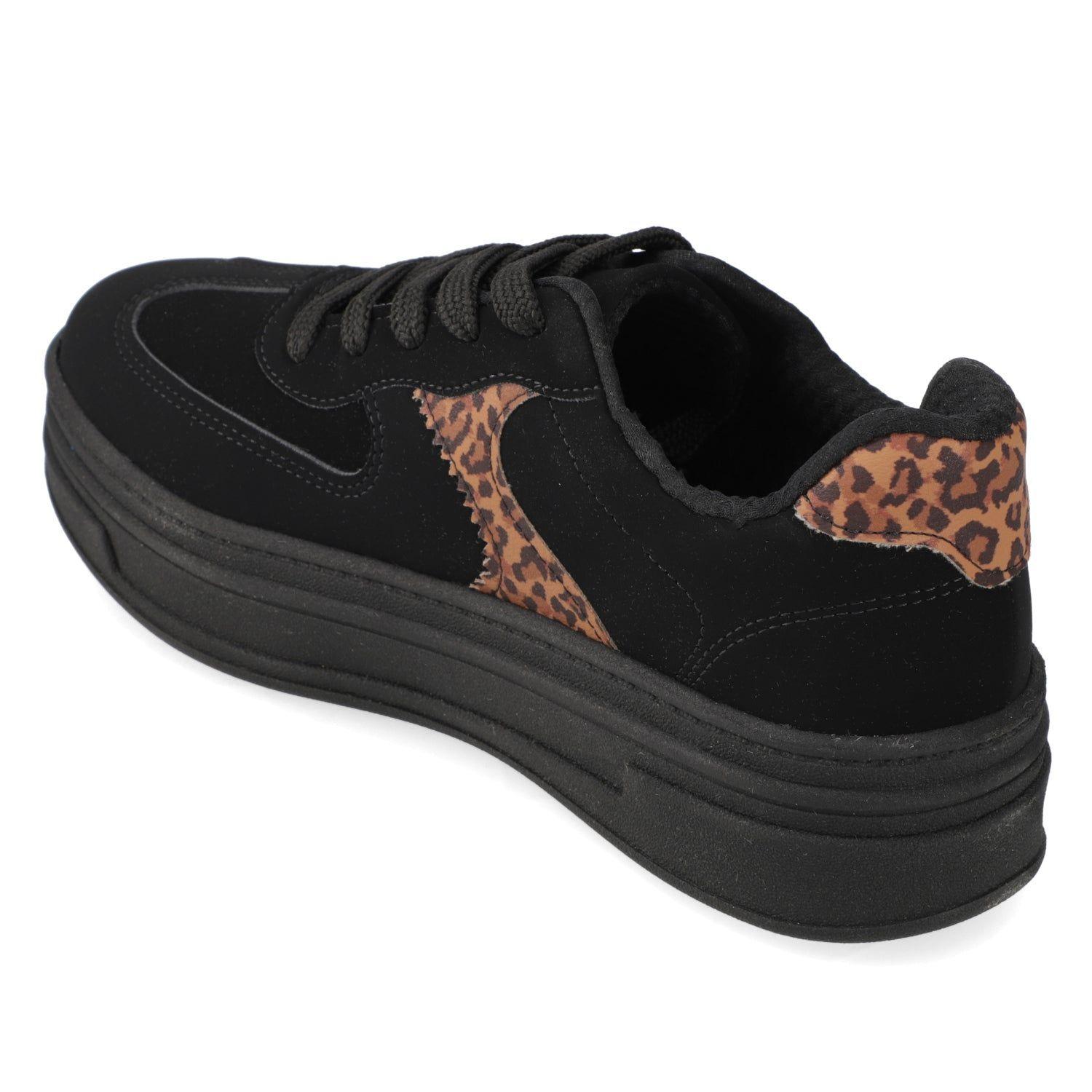 Zapatillas Casuales Negras Animal Print Plataforma Beira Rio-4