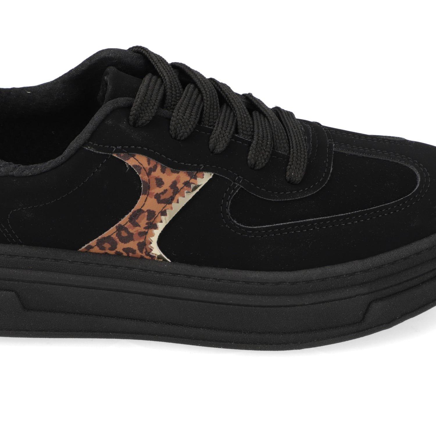 Zapatillas Casuales Negras Animal Print Plataforma Beira Rio-5