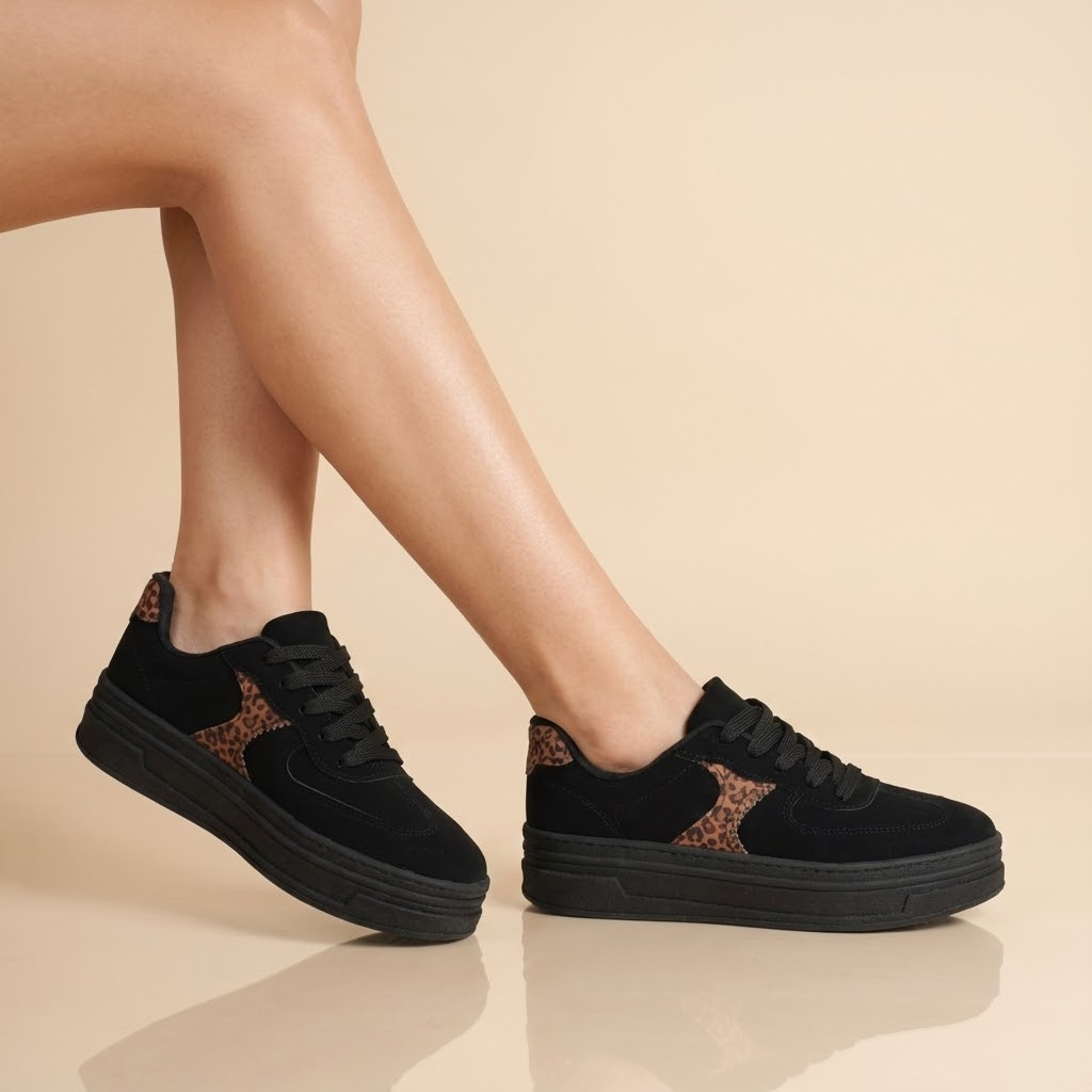 Zapatillas Casuales Negro Animal Print Beira Rio-6