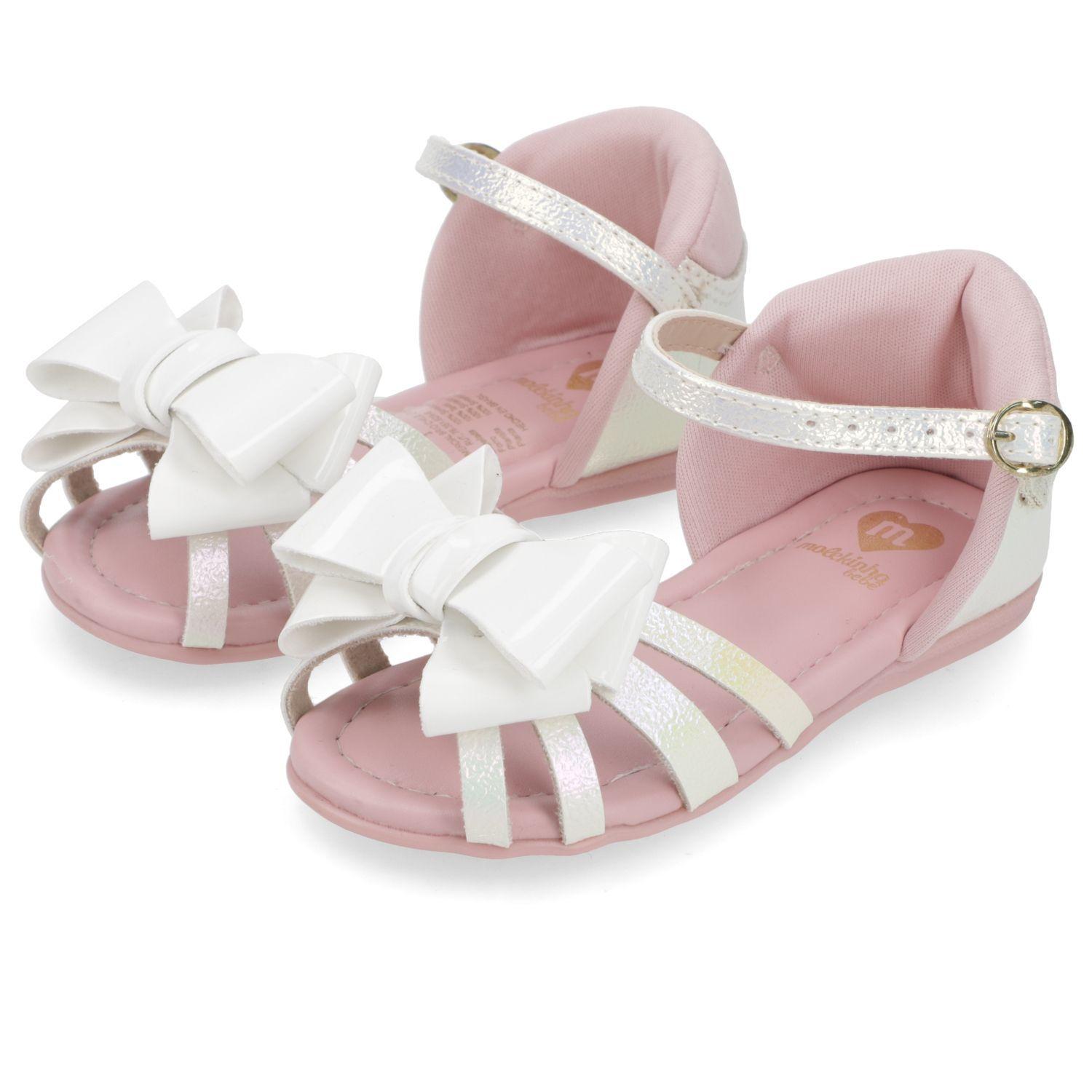 Sandalias Molekinha Niñas Blanco Rosado -2
