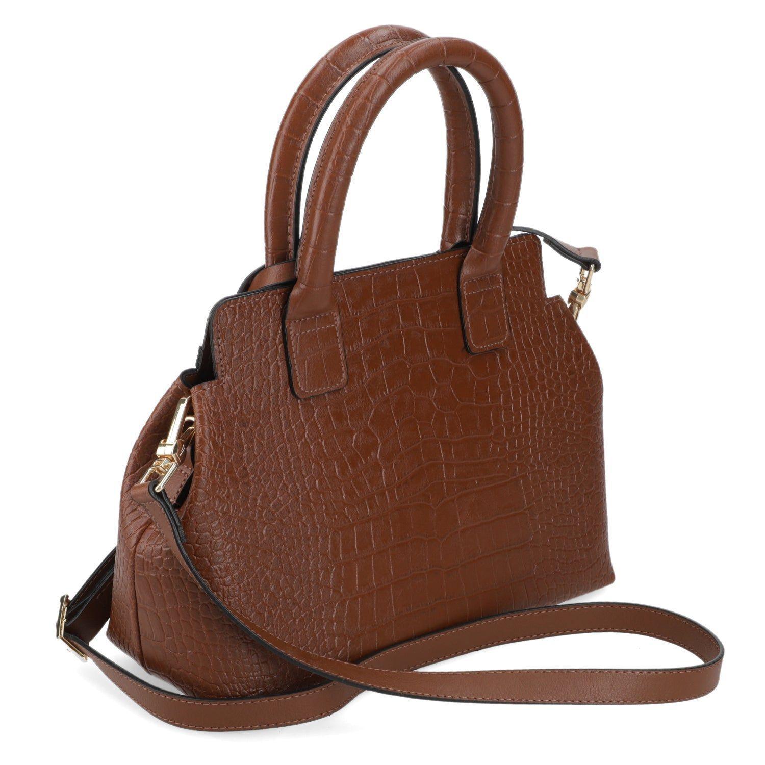Cartera Tote Café Vizzano con Textura Croco y Correa Ajustable-2