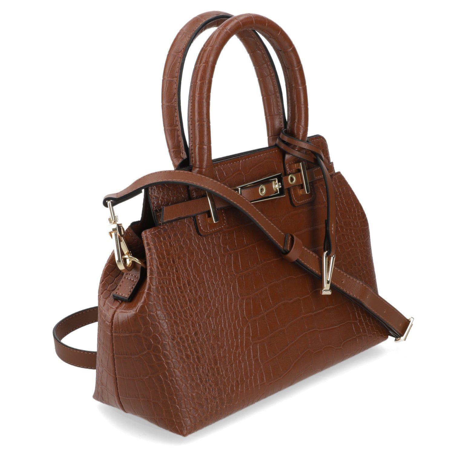 Cartera Tote Café Vizzano con Textura Croco y Correa Ajustable-3