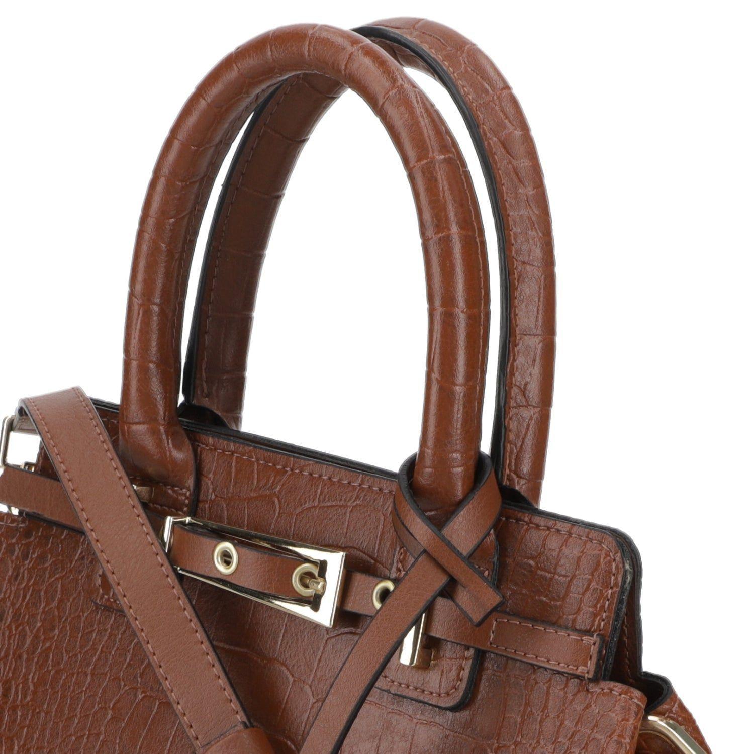 Cartera Tote Café Vizzano con Textura Croco y Correa Ajustable-5
