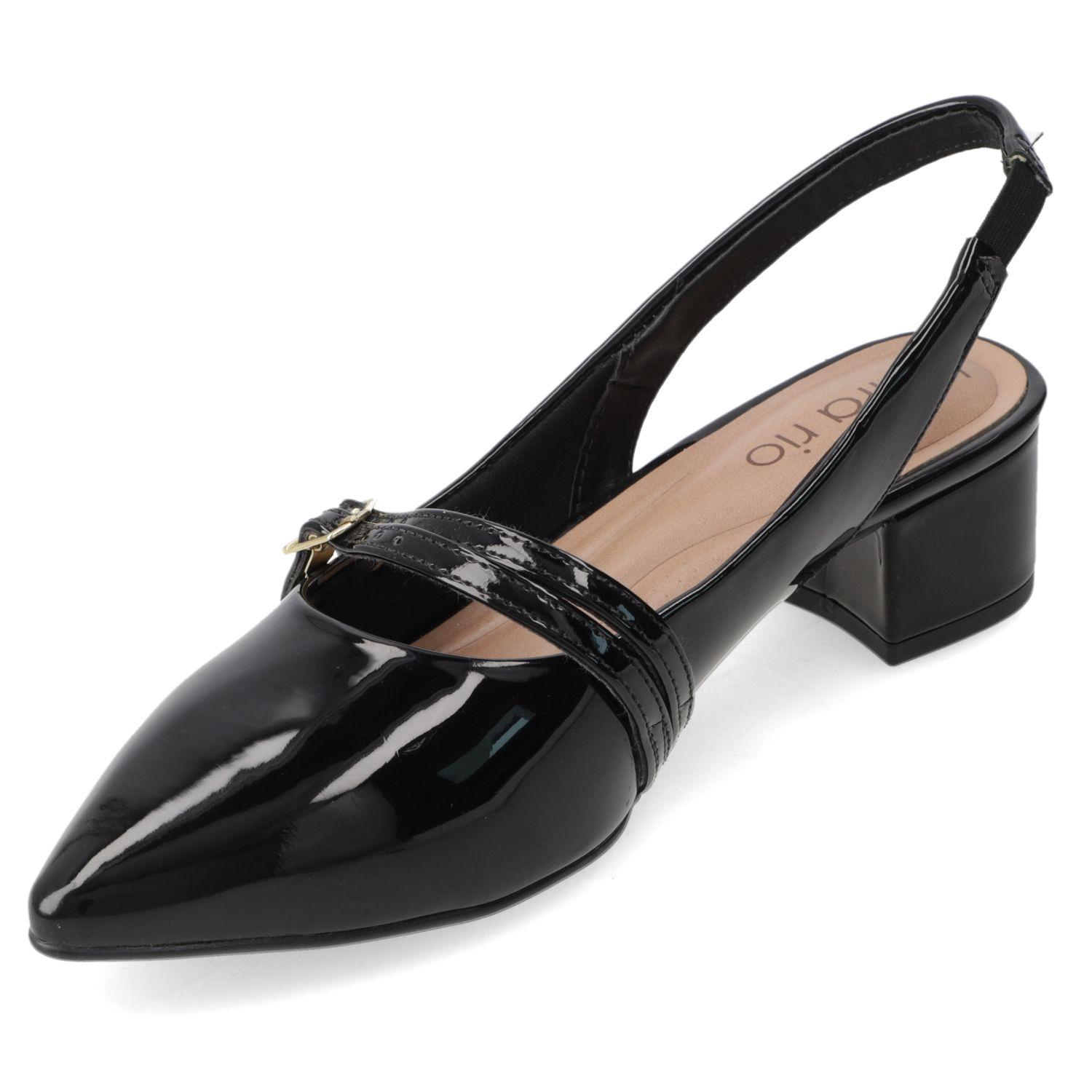 Stiletto Beira Rio Negro Taco 5 Cm Efecto Cuero  Negro Verniz Premium-2