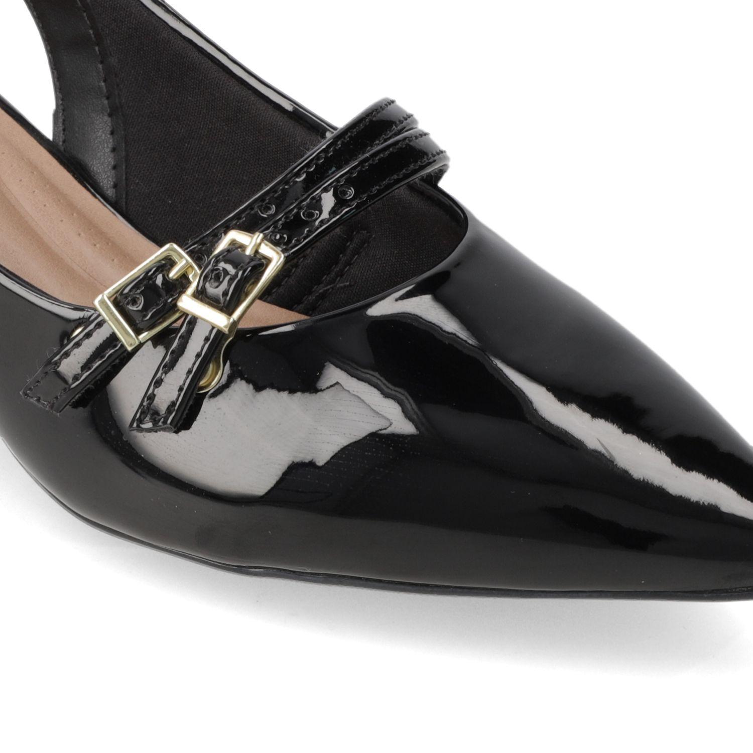 Stiletto Beira Rio Negro Taco 5 Cm Efecto Cuero  Negro Verniz Premium-5