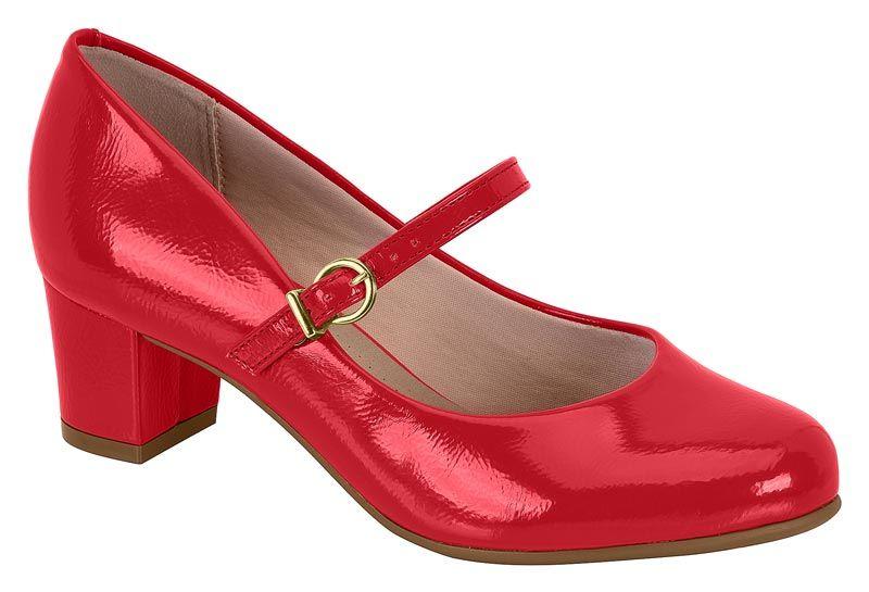Zapato Taco Beira Rio Rojo Taco 5 Cm Efecto Cuero-0