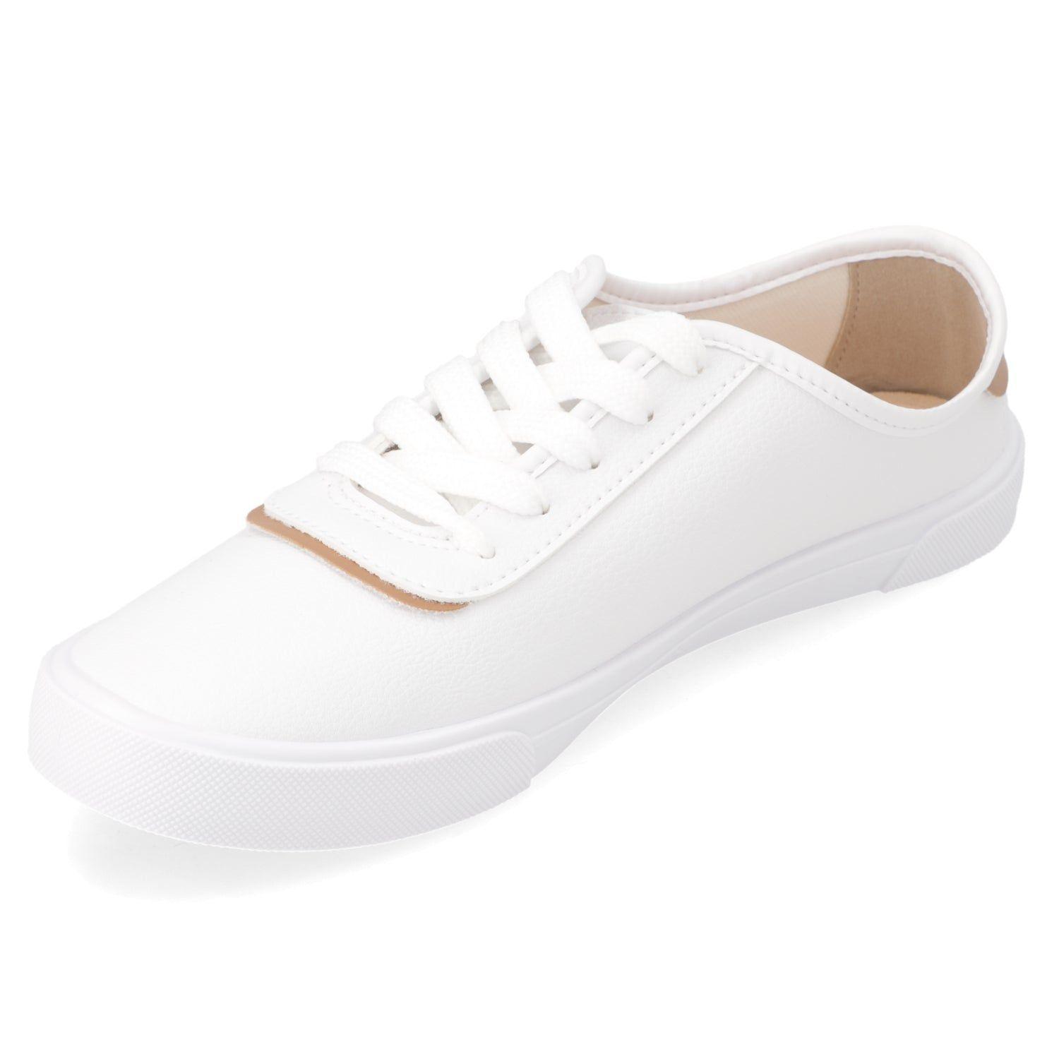 Zapatilla Mujer Moleca Casual Blanca con Detalles Beige-3